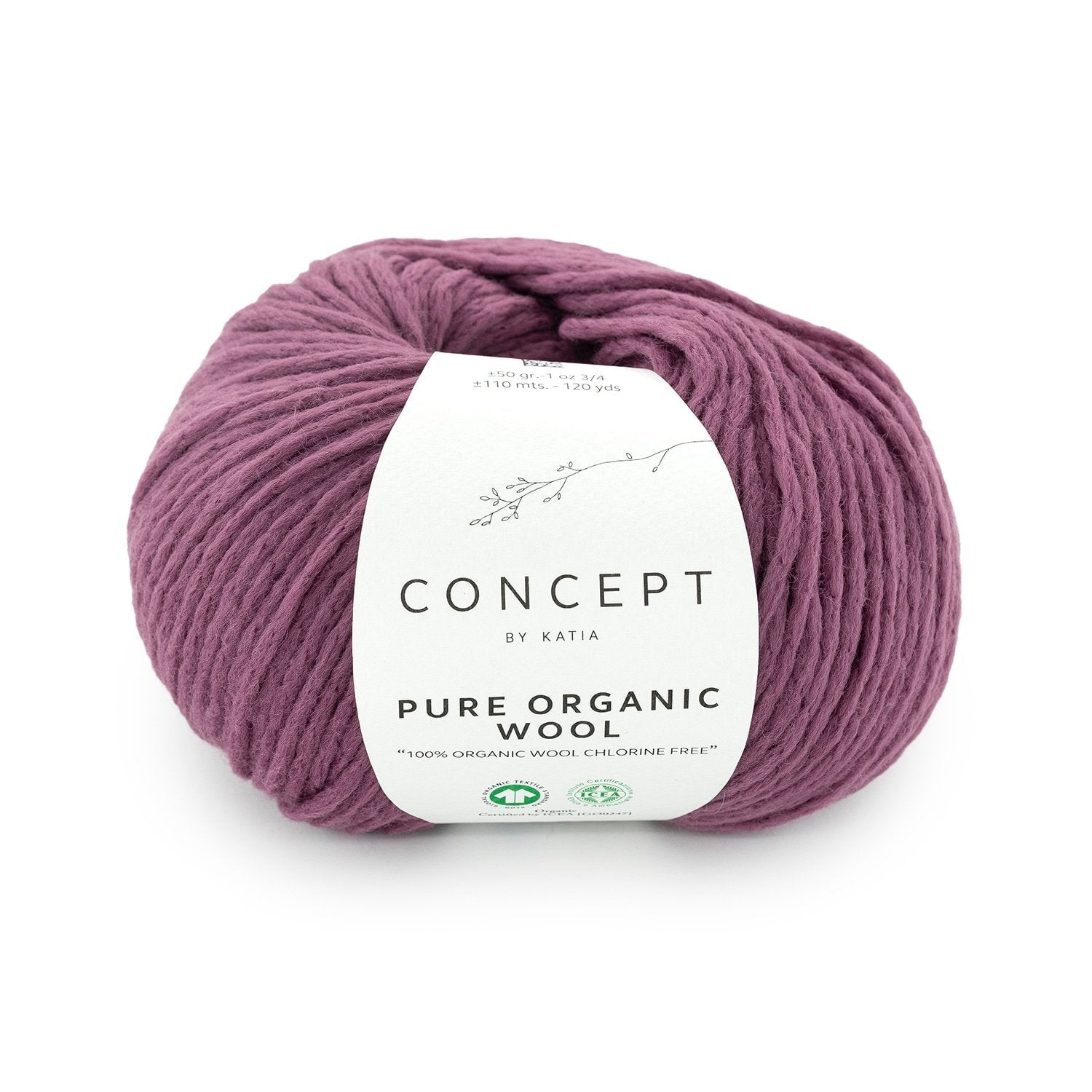 Pure organic Wool Wolle Katia pflaume 68 Malu - Stoffhaus