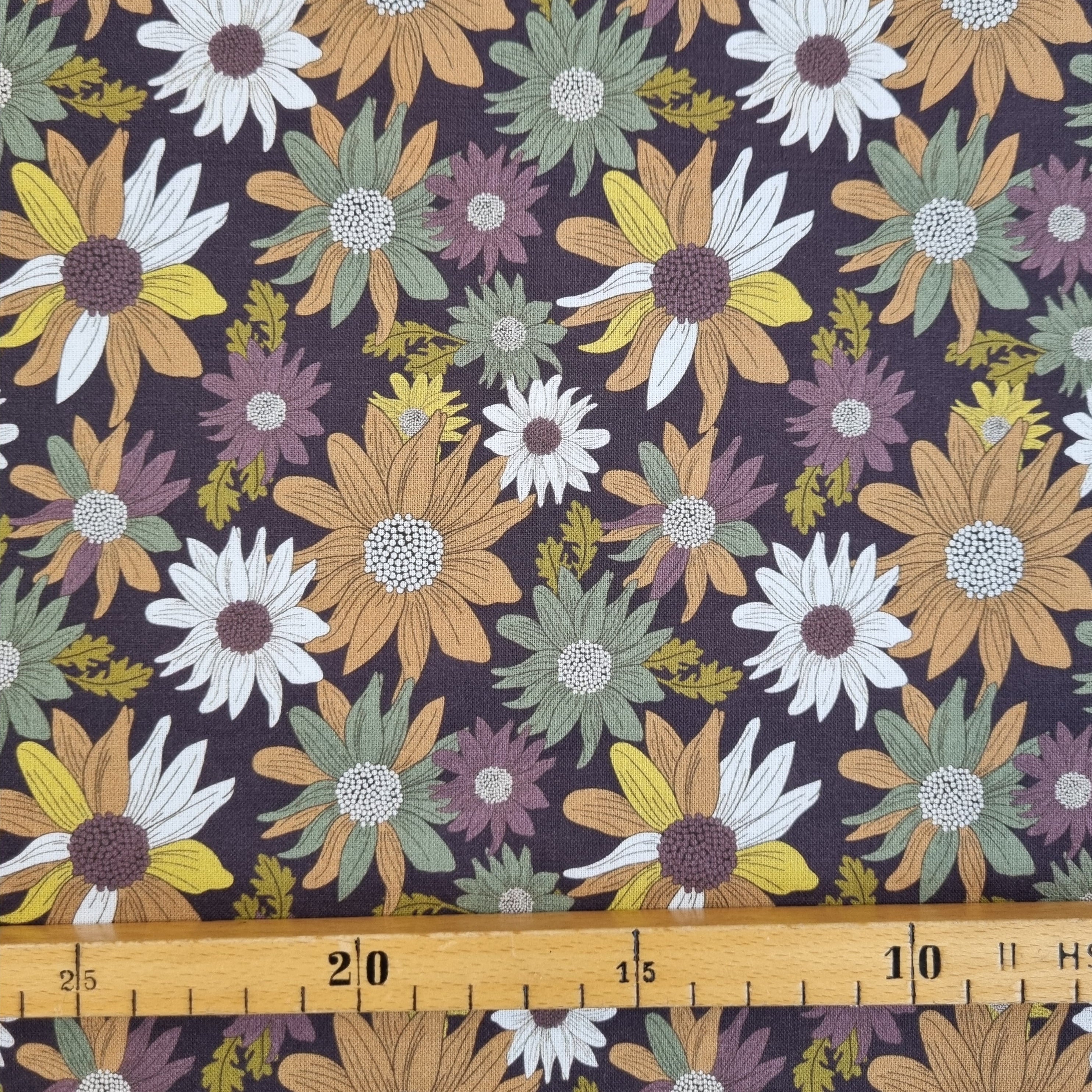 Retroblumen BIO Baumwollpopeline Webstoff Malu Stoffhaus Malu - Stoffhaus
