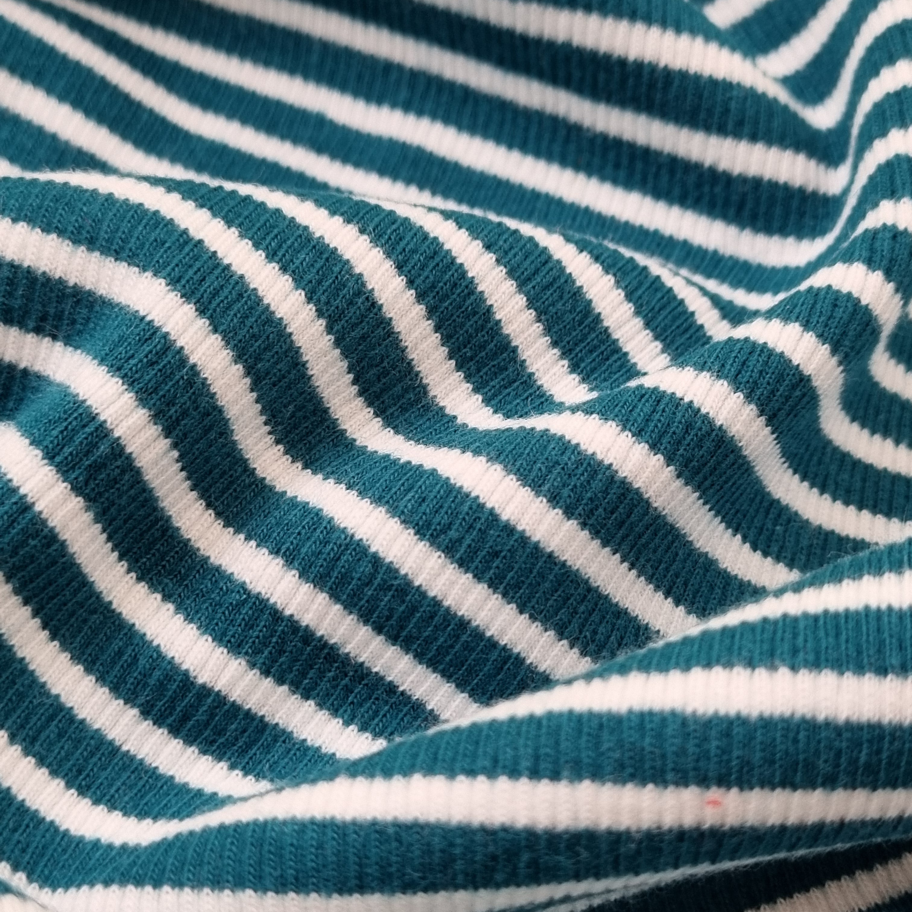 Ribbündchen Streifen verschiedene Farben Jersey Malu Stoffhaus petrol/weiss Malu - Stoffhaus