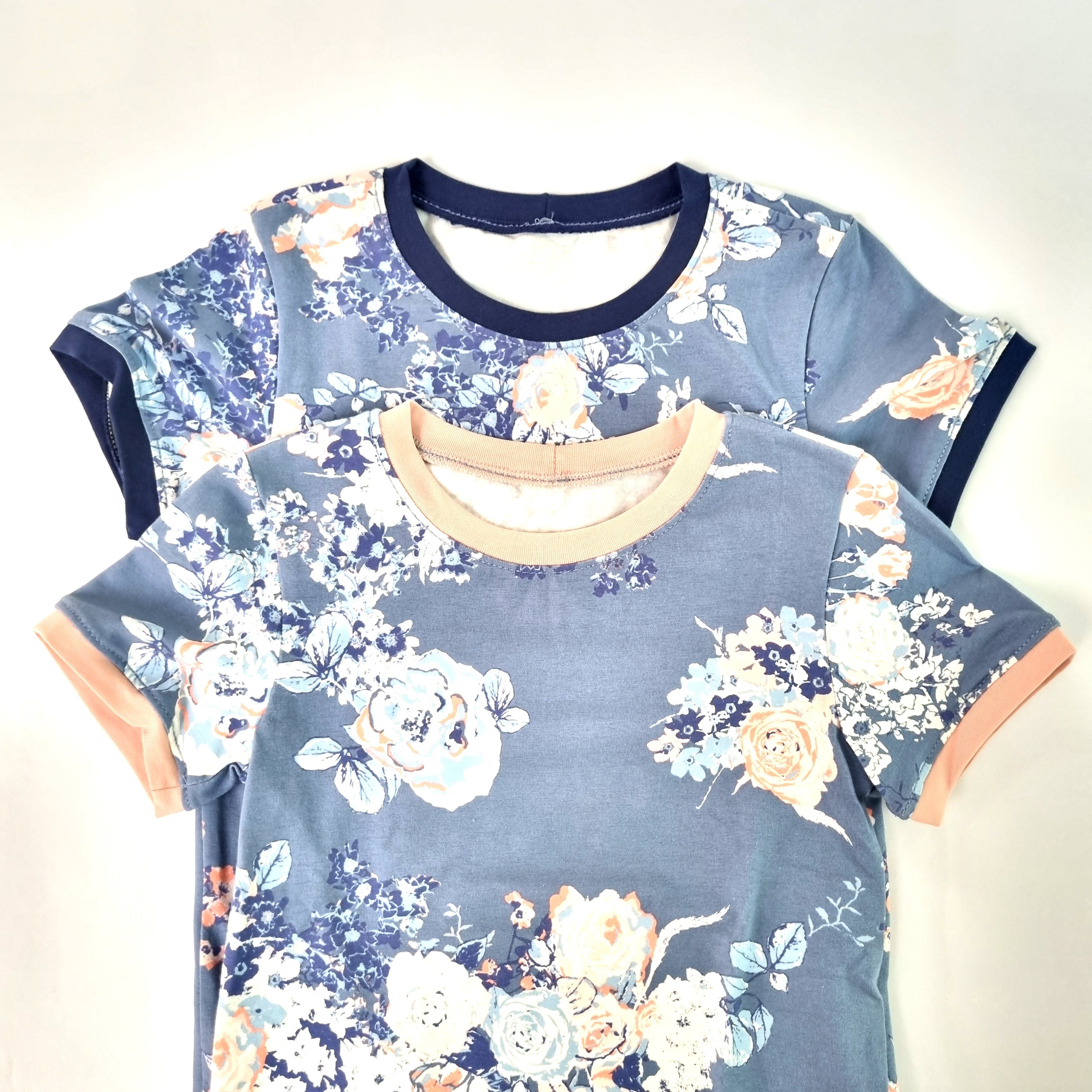 Rosenshirt hellblau Shirt Ferienkinder Malu - Stoffhaus