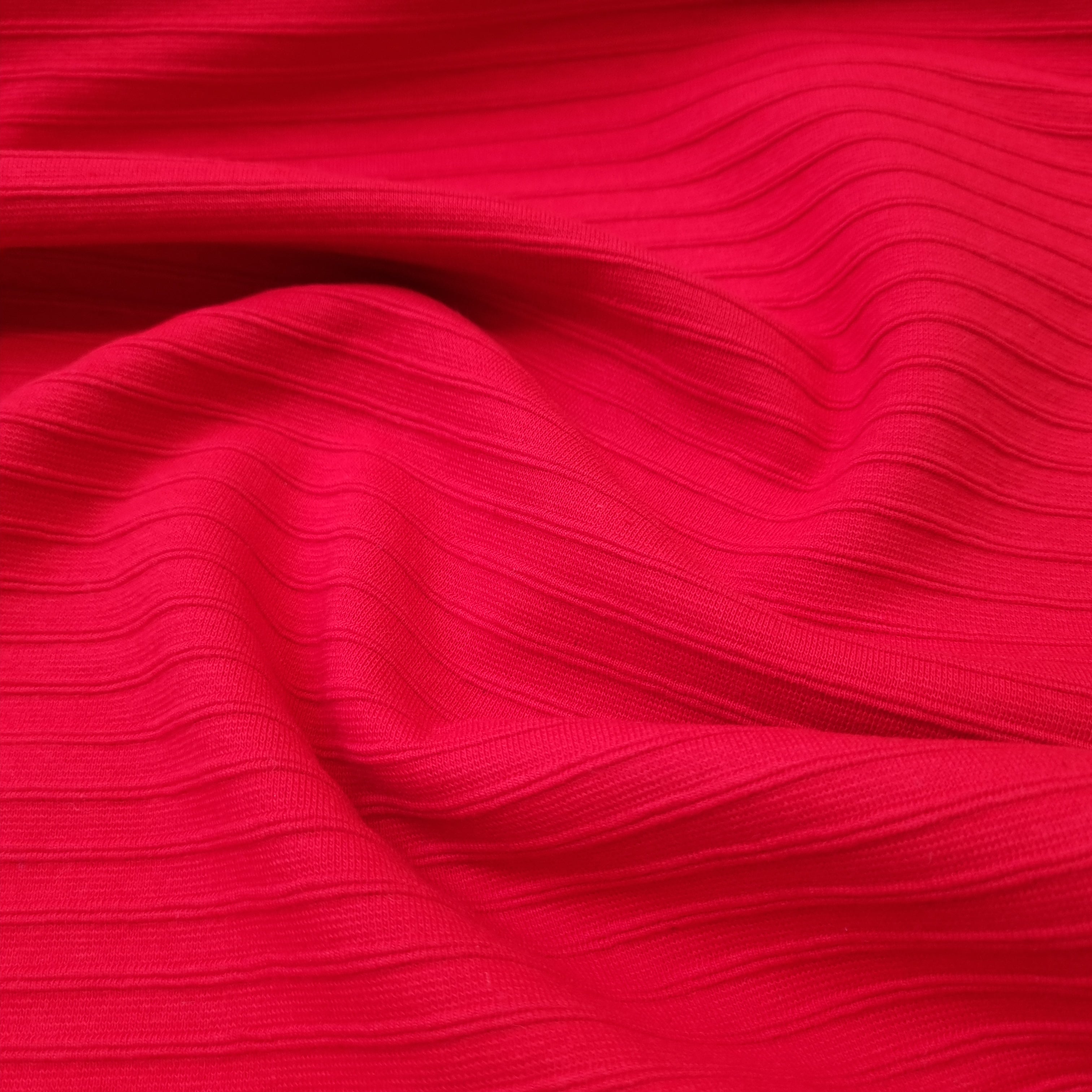 rotes Jaquardbündchen mit Querstreifen Jersey Malu Stoffhaus Malu - Stoffhaus