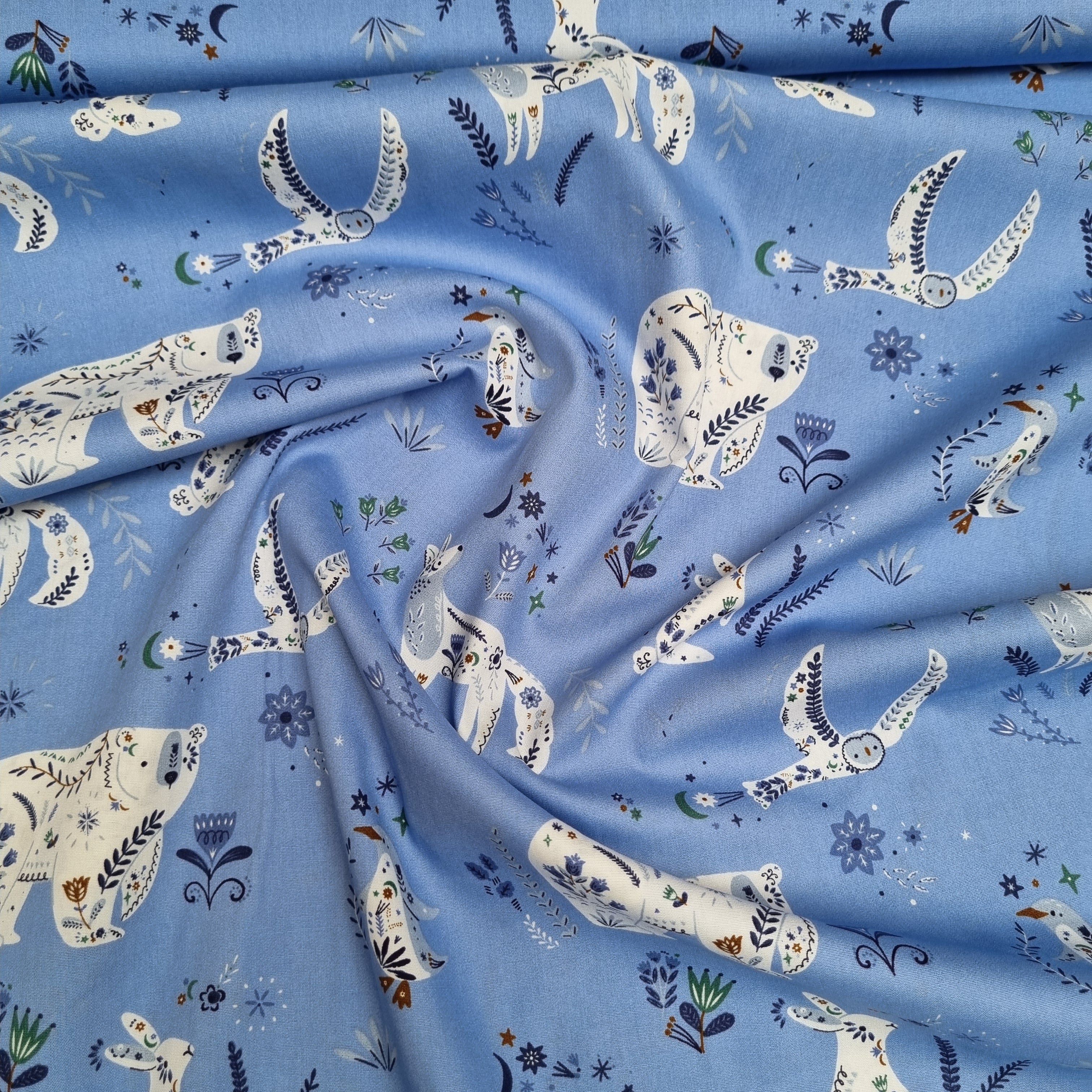 Schneetiere Baumwollpopeline Webstoff Malu Stoffhaus Malu - Stoffhaus