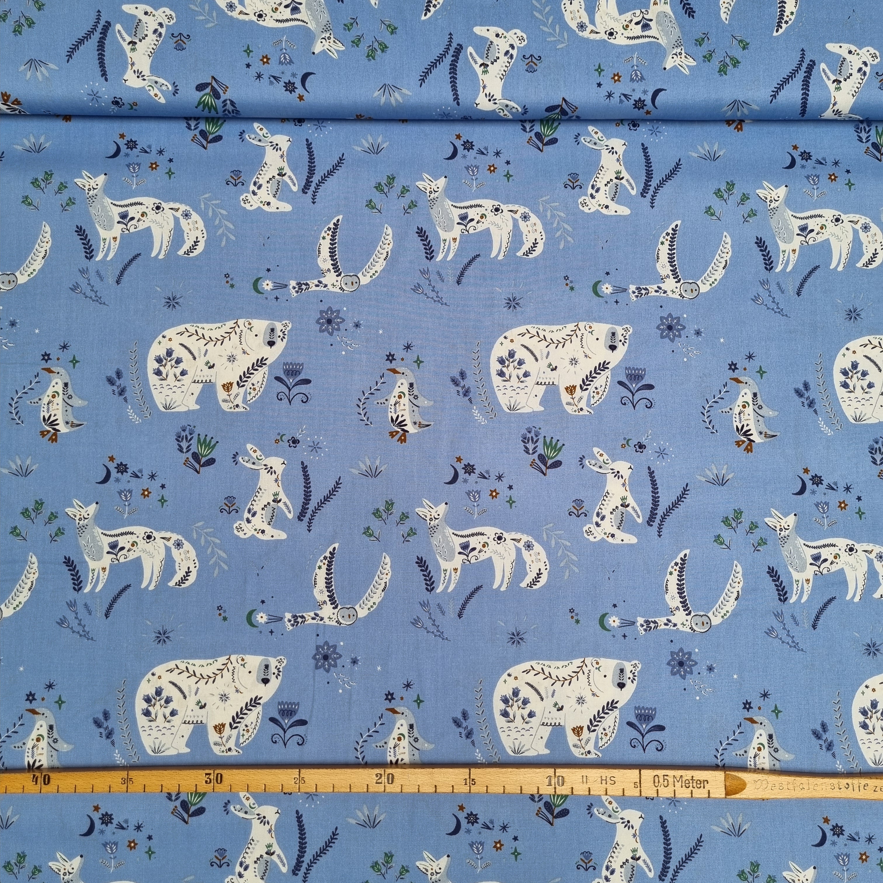 Schneetiere Baumwollpopeline Webstoff Malu Stoffhaus Malu - Stoffhaus