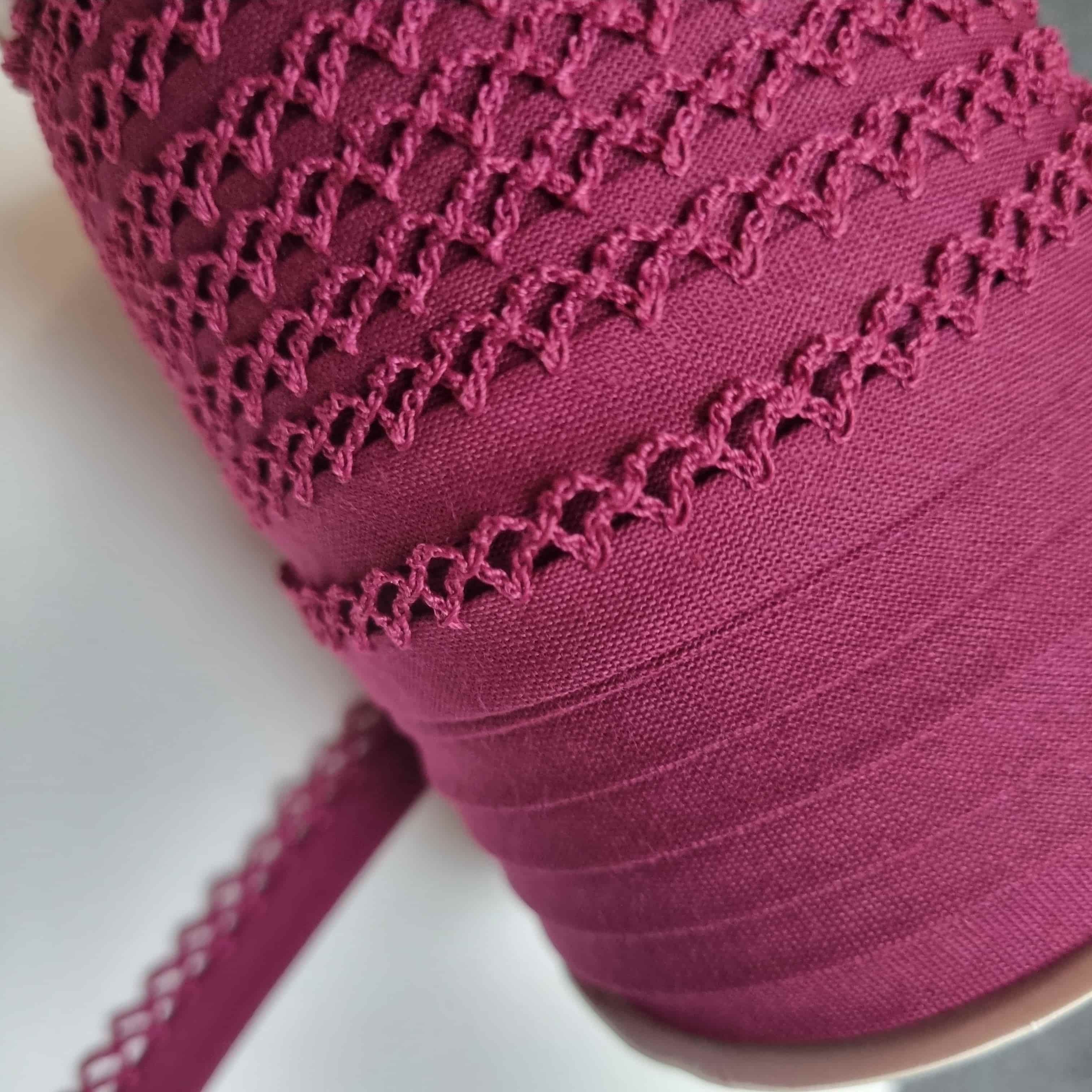 Schrägband mit Häkelspitze Bänder Veno himbeere Malu - Stoffhaus