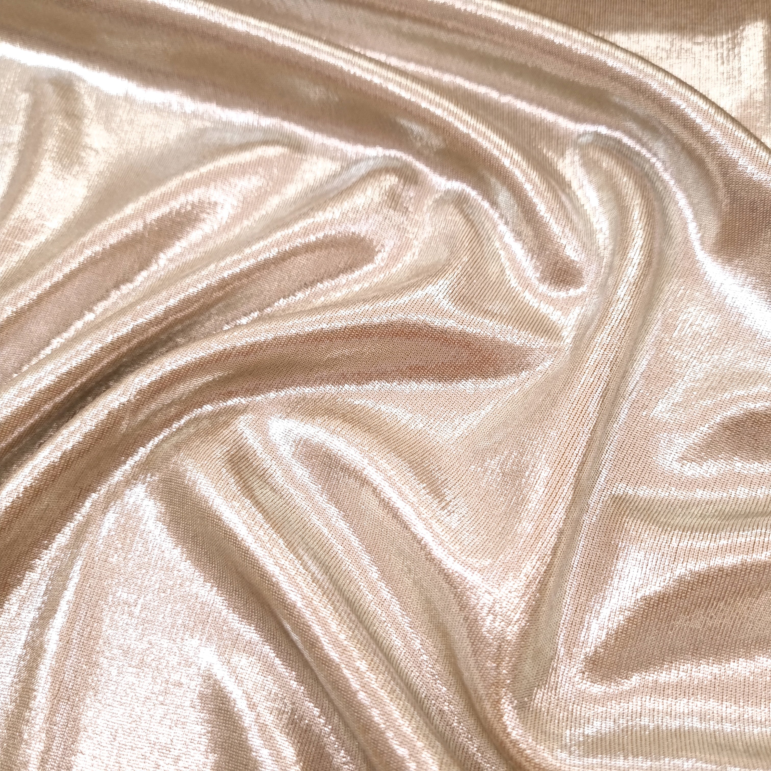 silbergoldglänzender Feinstrick jersey, neu Hemmers Itex Malu - Stoffhaus