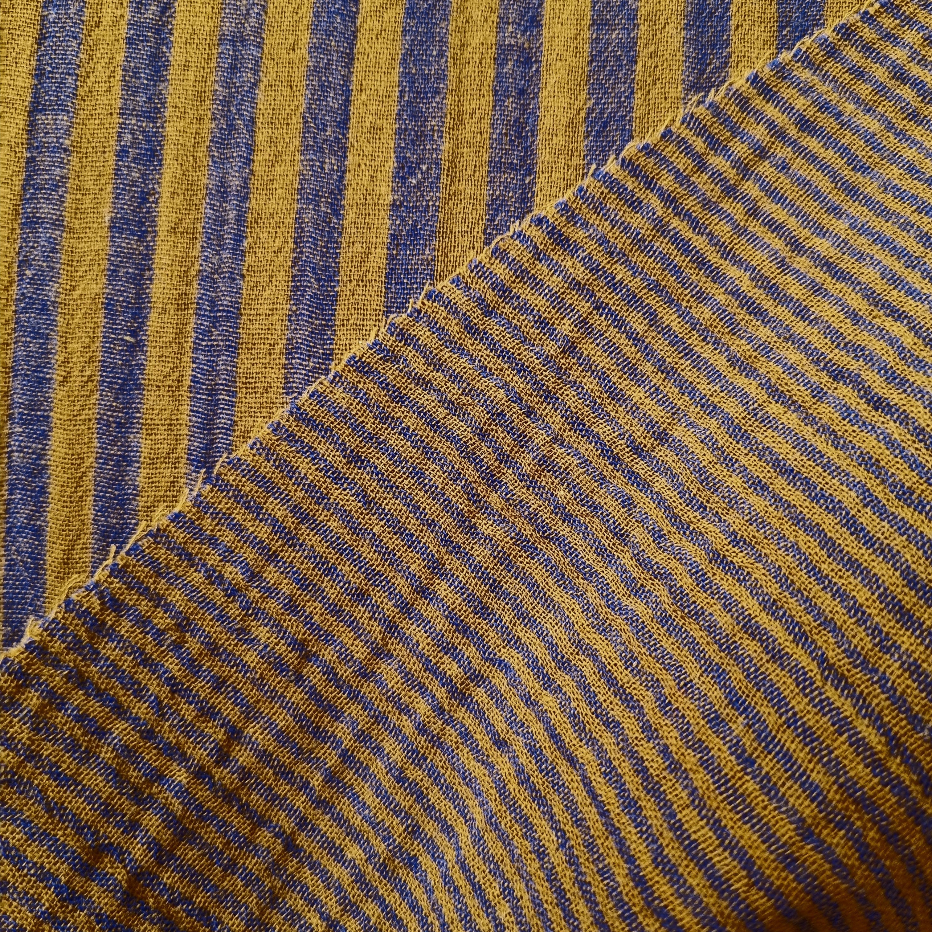 Streifenmusselin cobalt/bronze Musselin, neu Domotex Malu - Stoffhaus