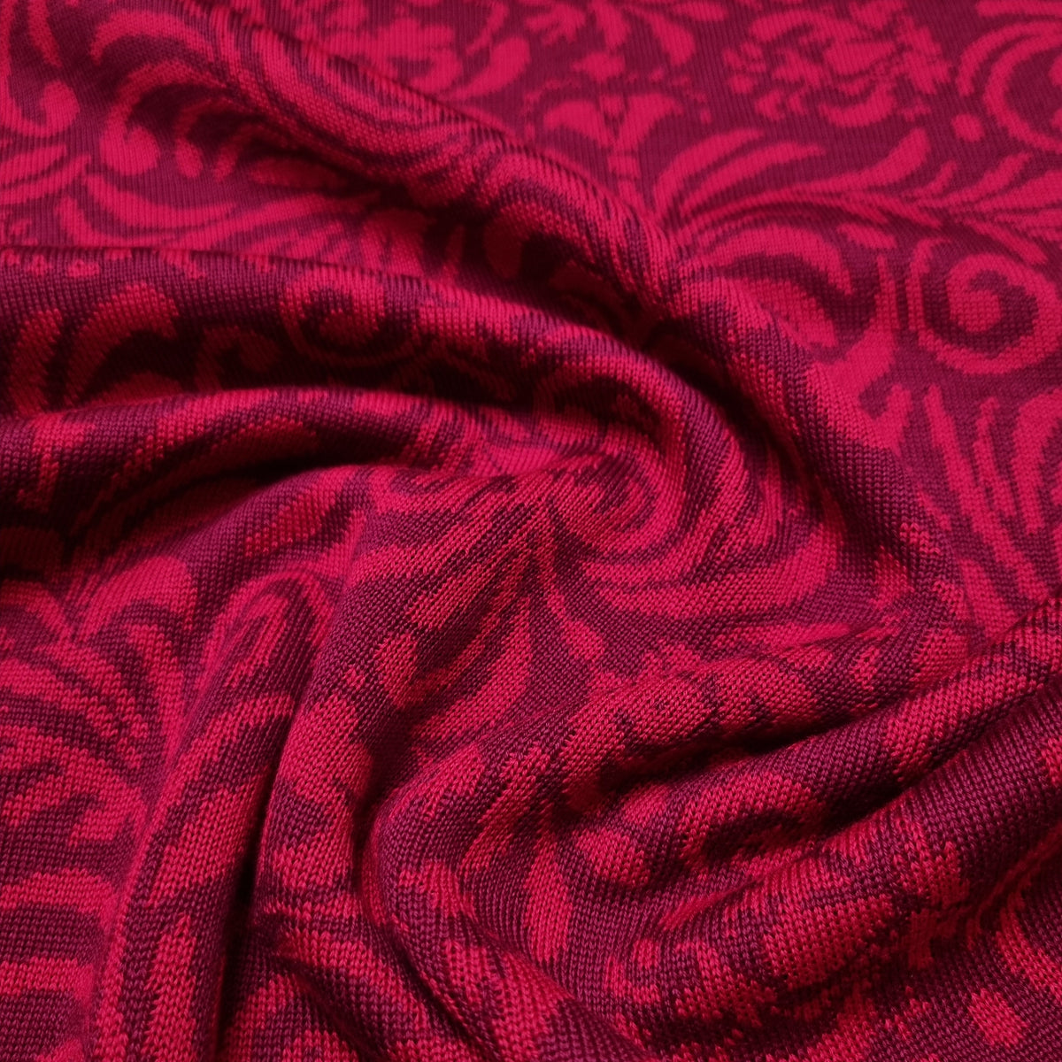 superweicher Merino Jaquard Feinstrick rot/dunkelrot Feinstrick Toptex Malu - Stoffhaus