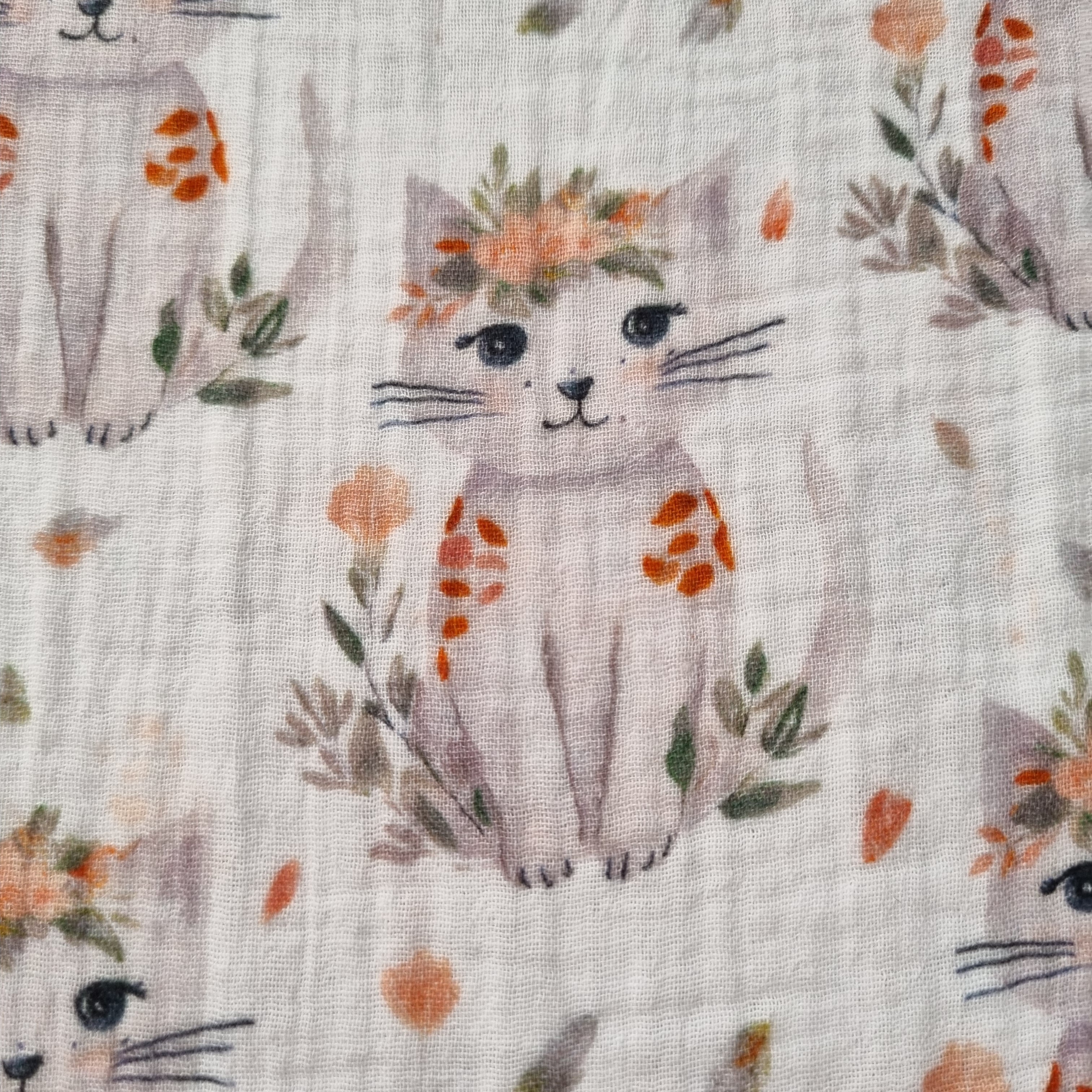 süße Katzen auf Musselin Musselin, neu Domotex Malu - Stoffhaus