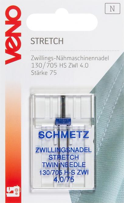 VENO Zwillings-Nähmaschinennadel 130/705 Stretch 75/4.0 mm Nadeln VENO Malu - Stoffhaus
