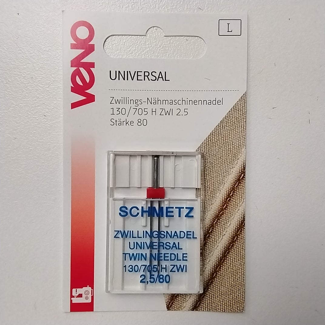VENO Zwillings-Nähmaschinennadel 130/705 Universal 2,5/80 Nadeln VENO Malu - Stoffhaus