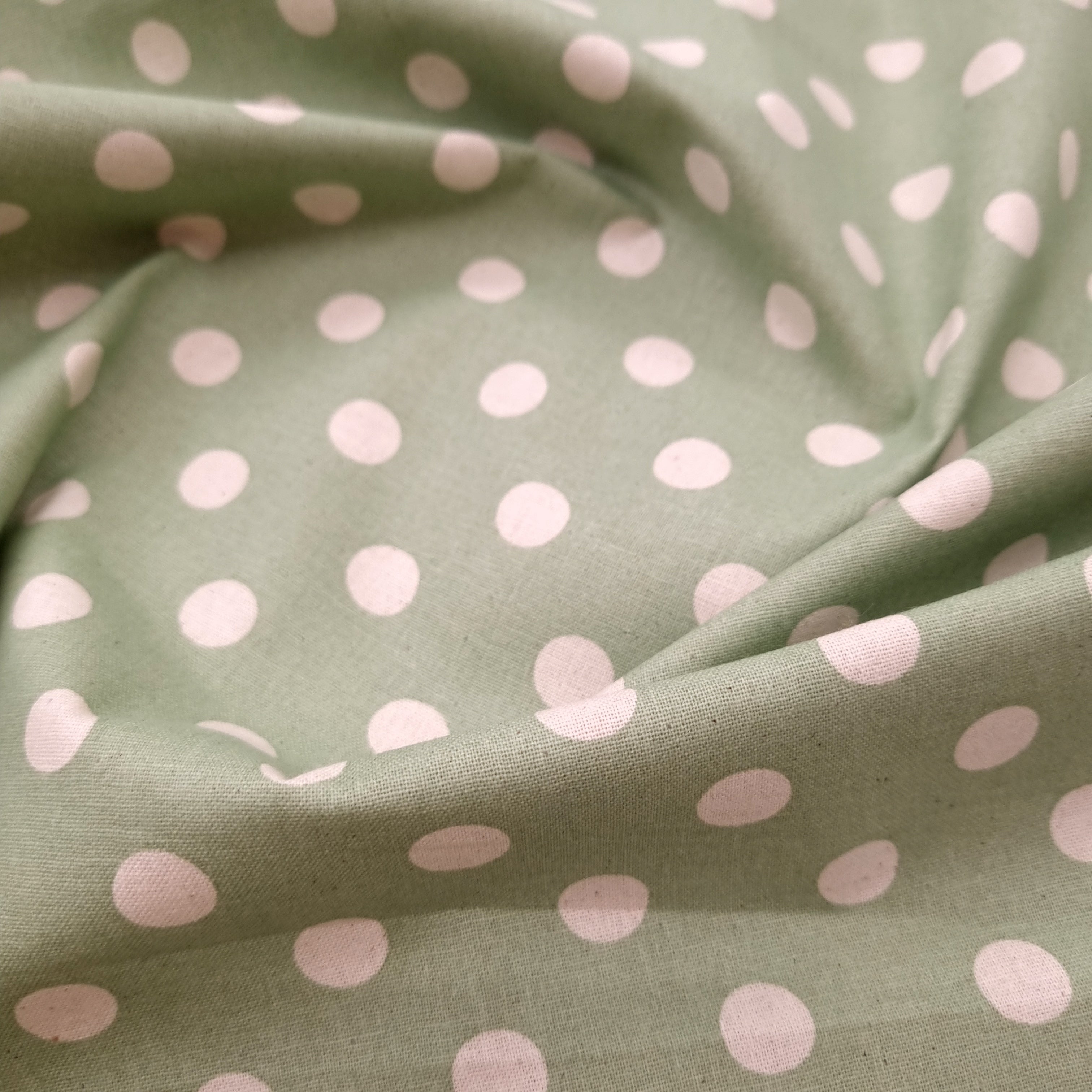 vintage Punkte hellgrün/creme Webstoff Hemmers Itex Malu - Stoffhaus