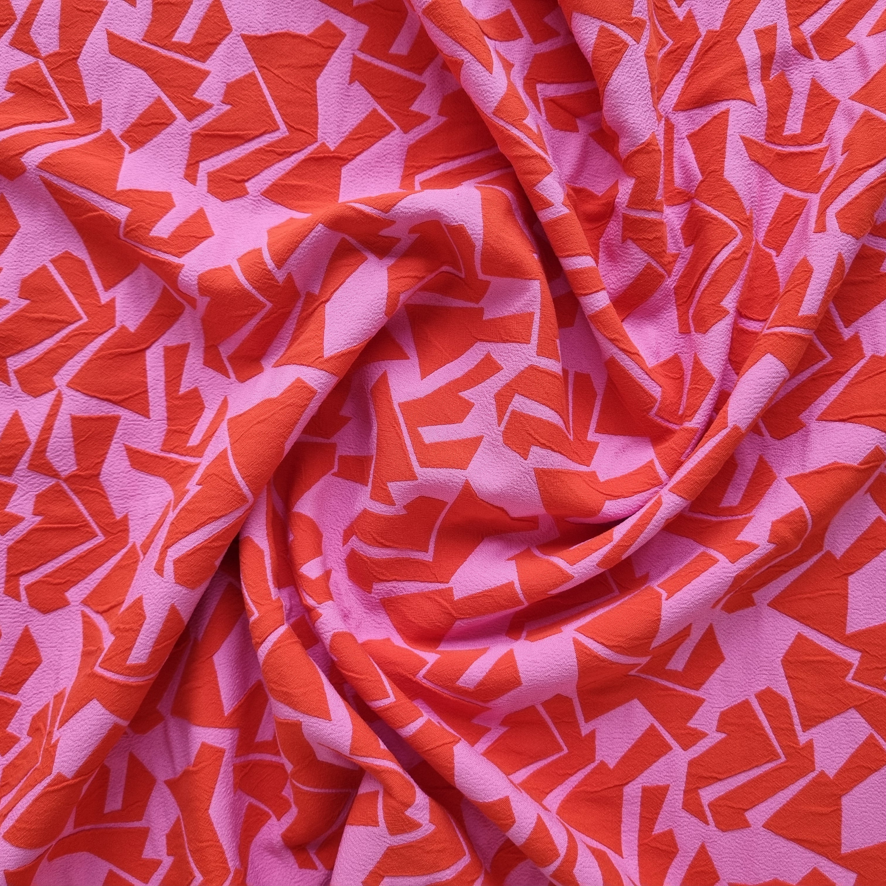 Viskosejaquard rot/pink Viskosewebstoff, neu Malu Stoffhaus Malu - Stoffhaus