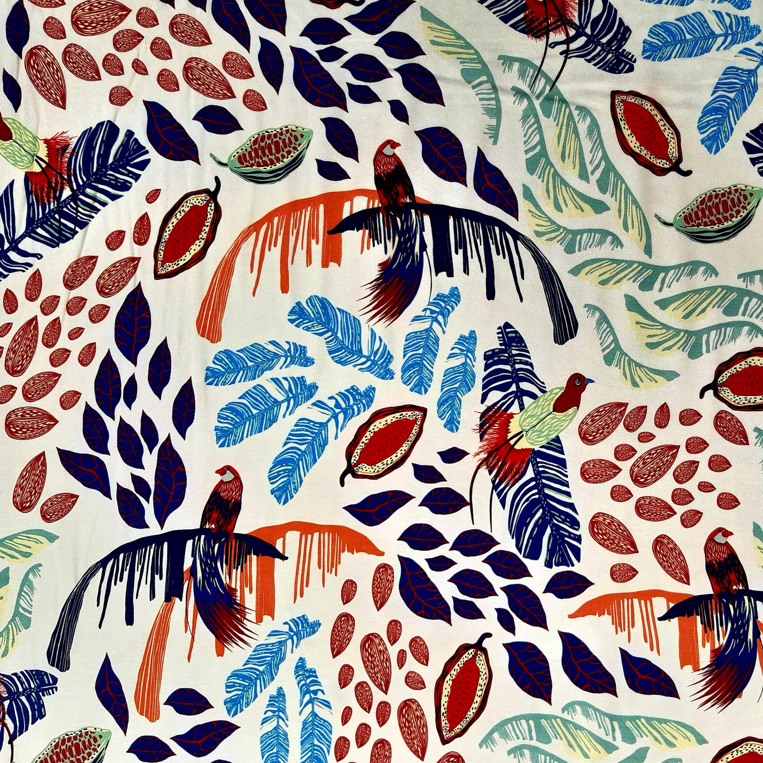 Viskosejersey Birds of Paradise Viskosejersey Swafing weis Malu - Stoffhaus