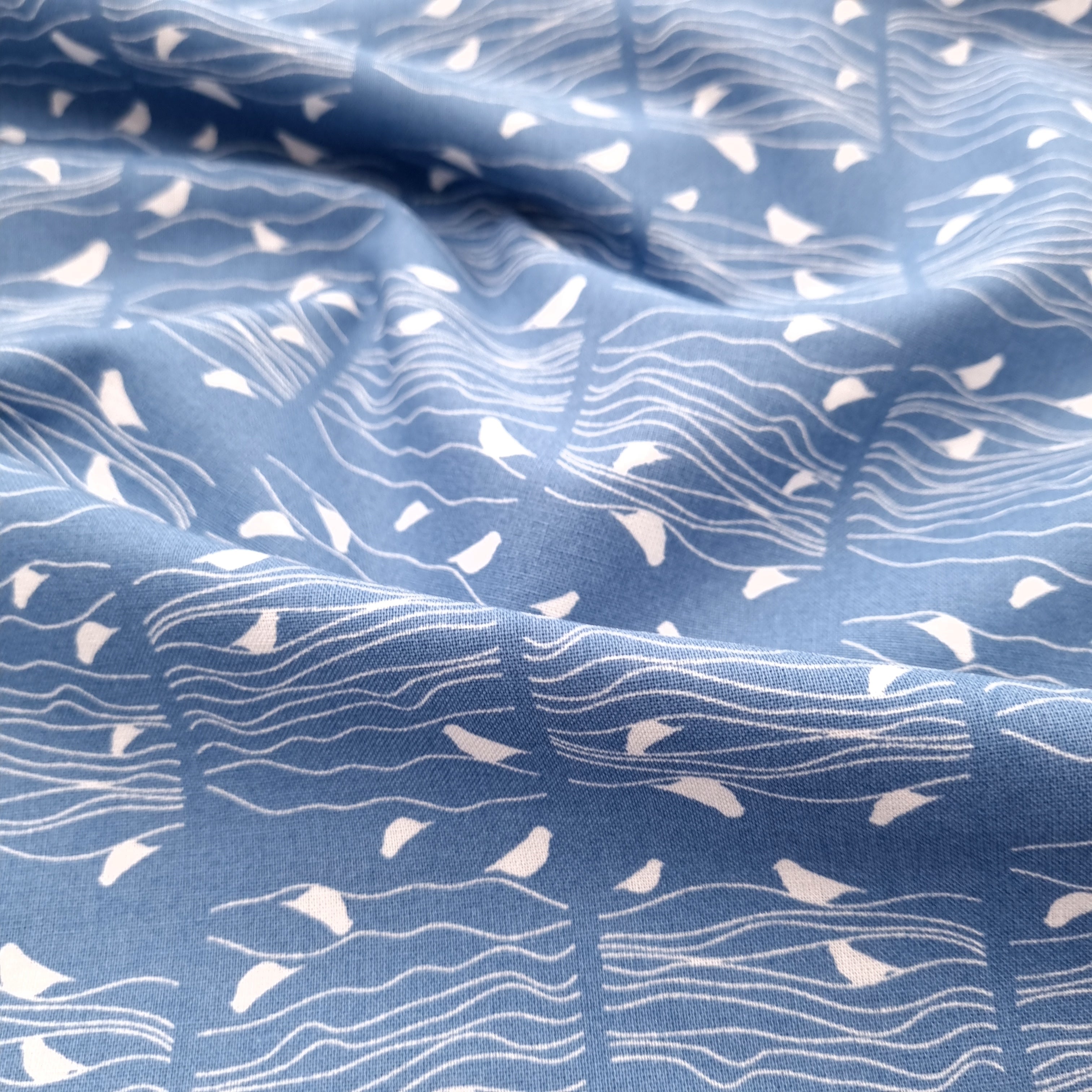 Vögel staubblau Westfalenstoffe Webstoff Westfalenstoffe Malu - Stoffhaus