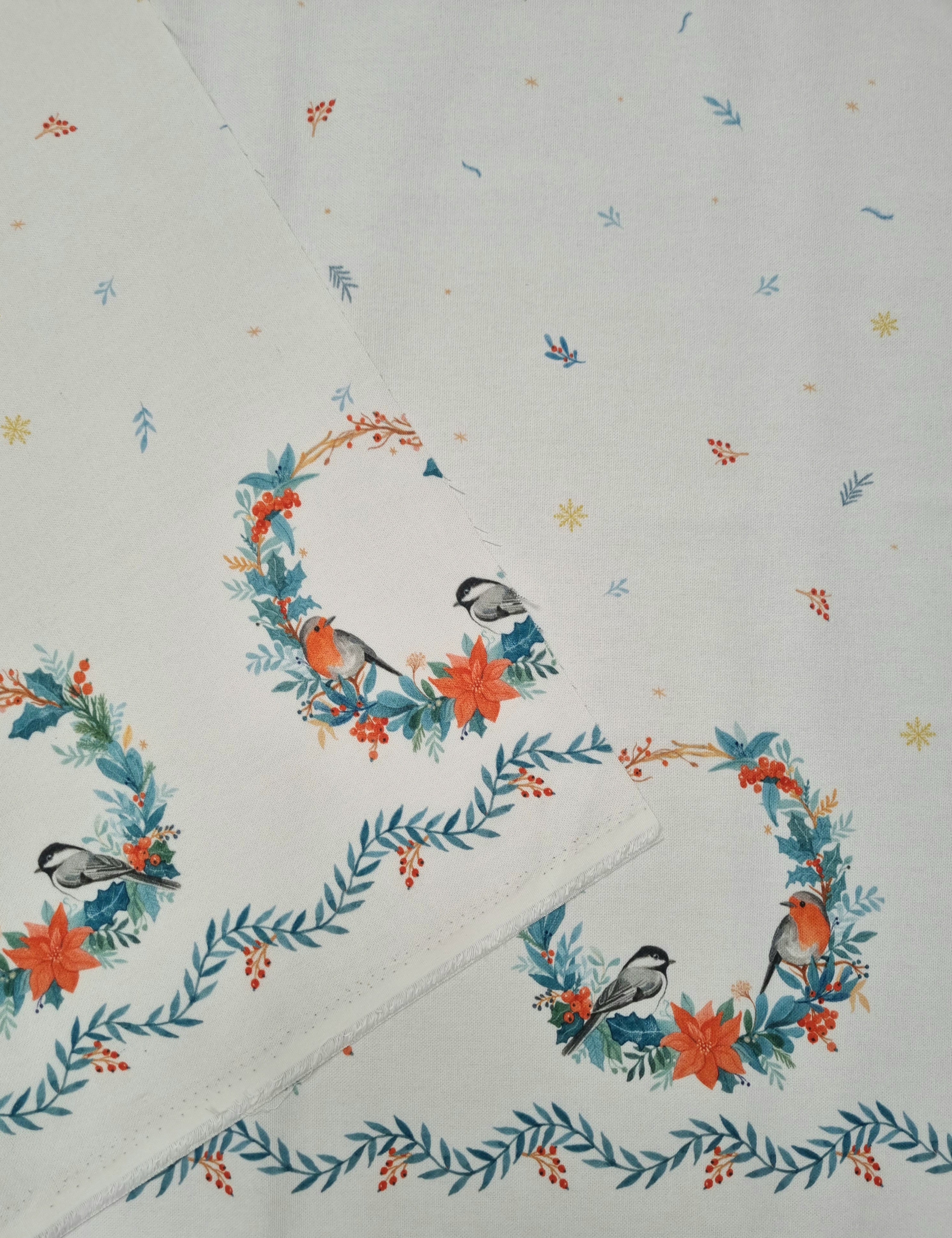 Weihnachtscanvas weiß mit Vögeln Canvas Malu Stoffhaus Malu - Stoffhaus