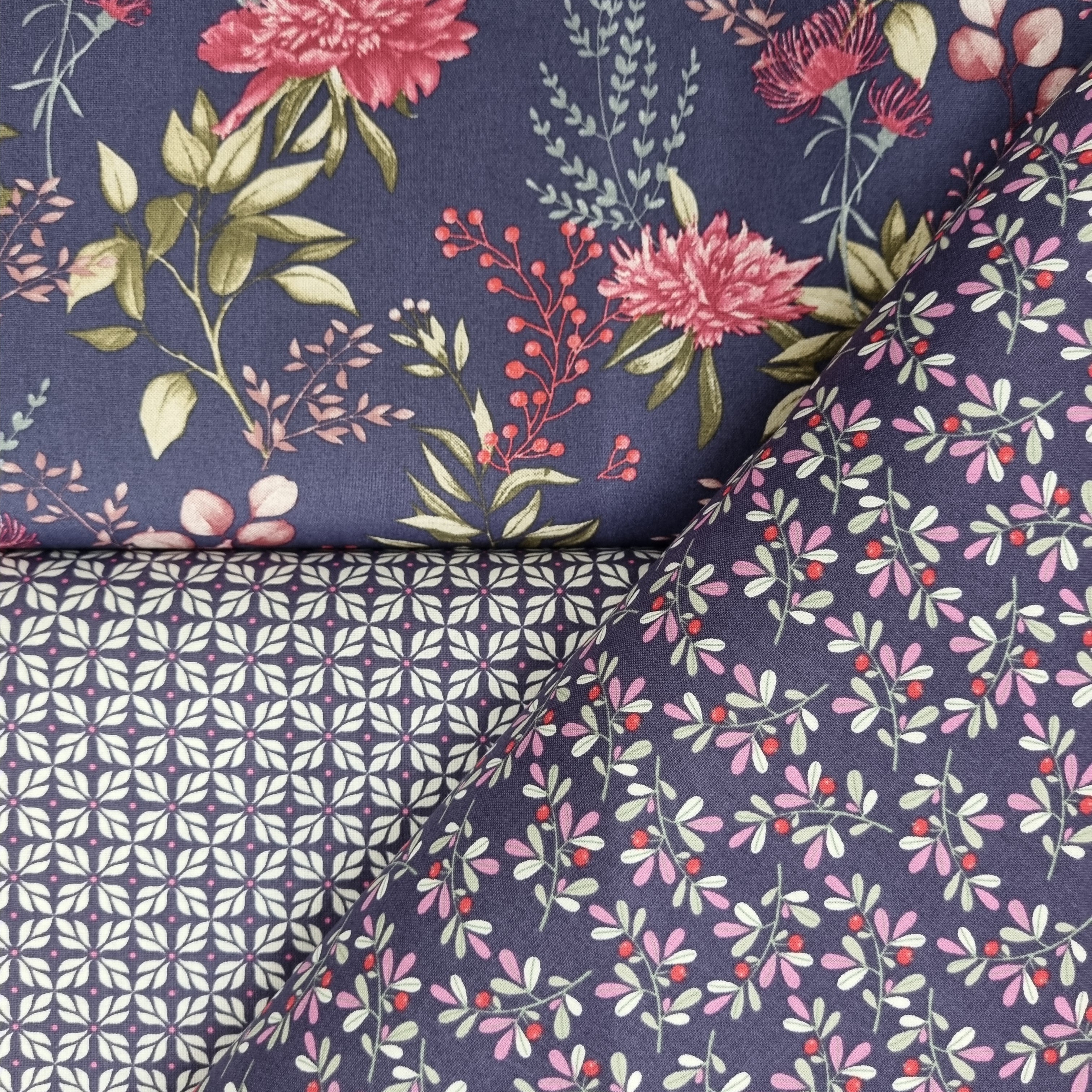 Baumwolldruck blau floral Webstoff Malu Stoffhaus Malu - Stoffhaus
