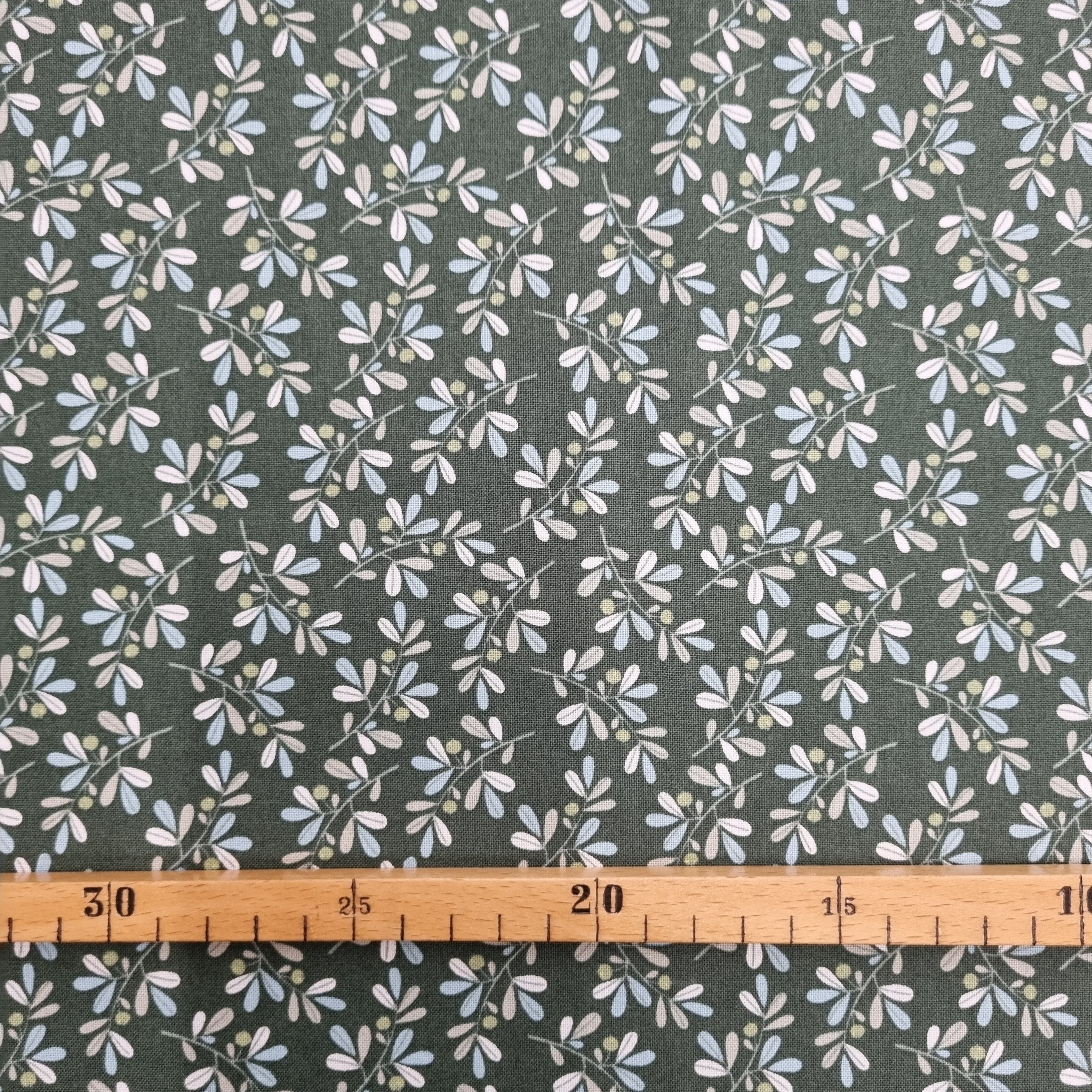 Baumwolldruck floral dunkelgrün Webstoff Malu Stoffhaus Malu - Stoffhaus