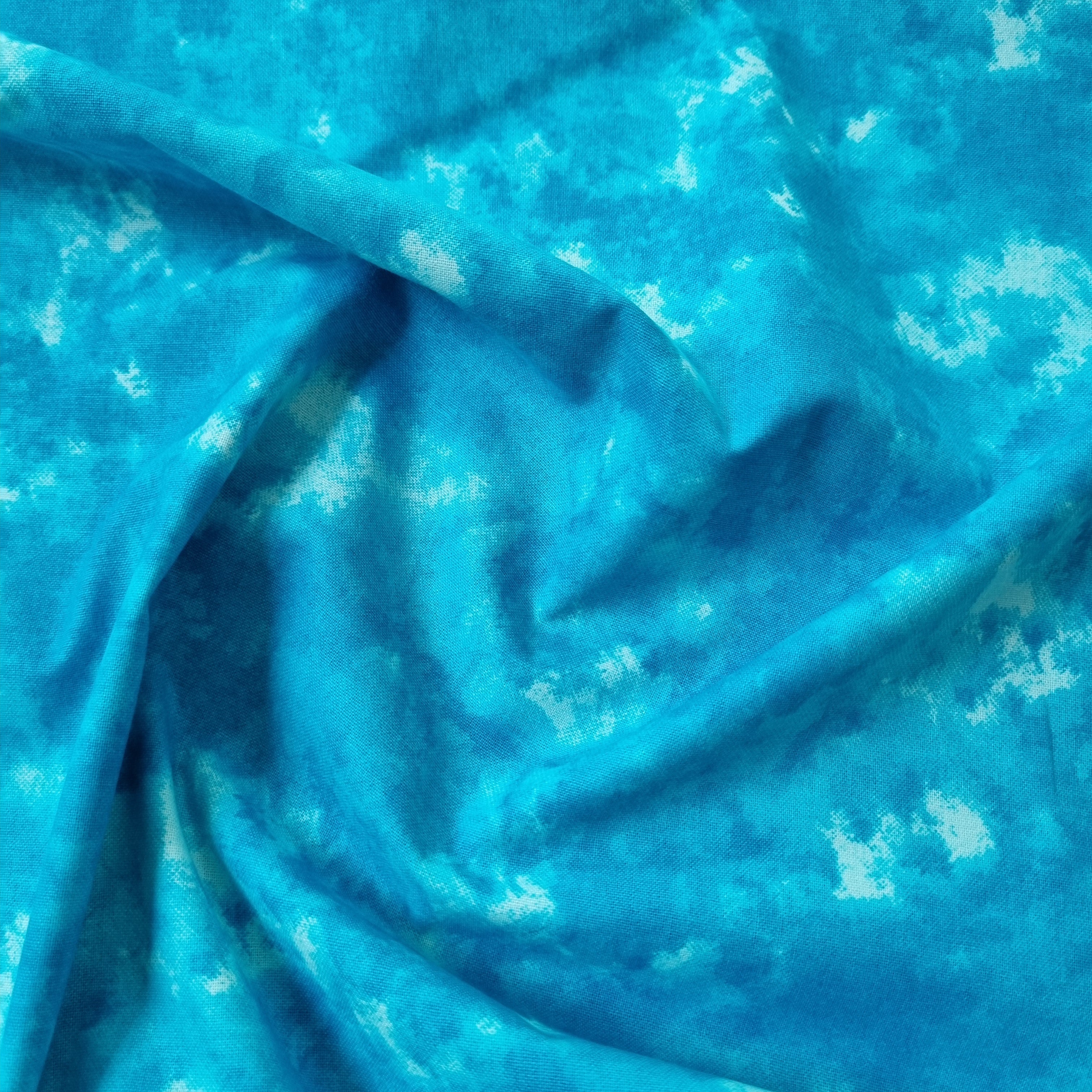 Baumwolldruck türkis großmarmoriert Webstoff Hemmers Itex Malu - Stoffhaus