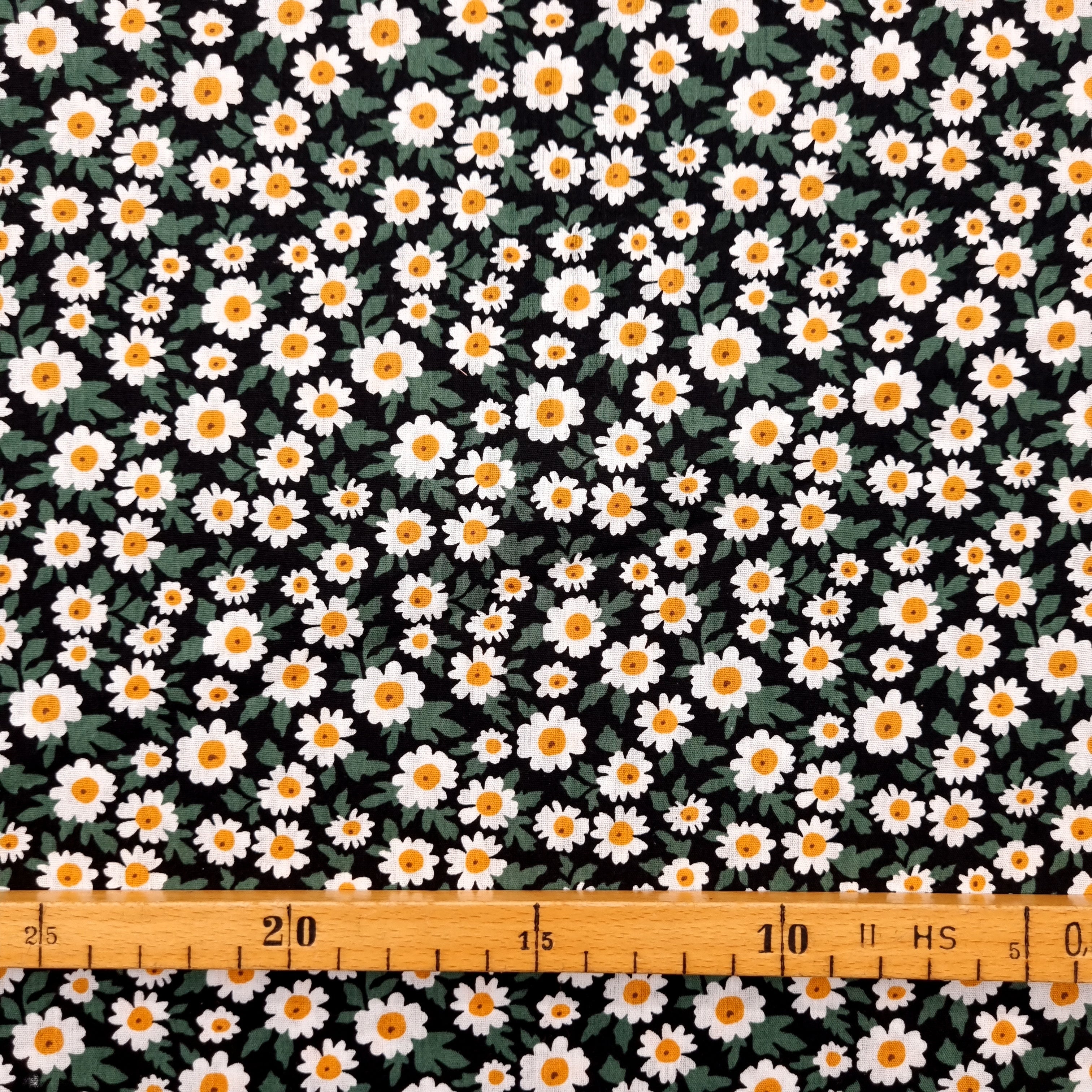 Blümchenpopeline schwarz grün weiß Webstoff Hemmers Itex Malu - Stoffhaus