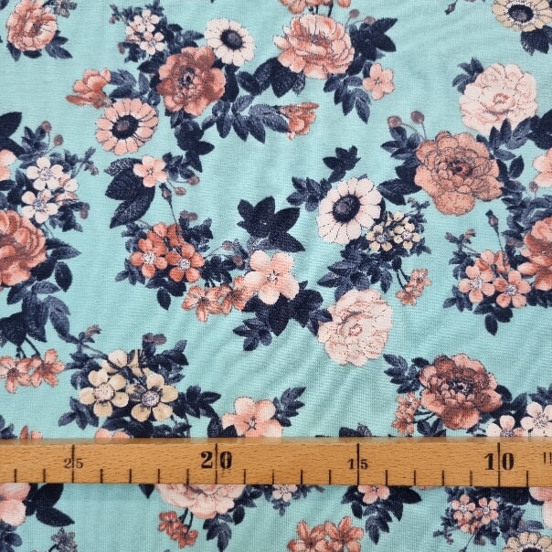 Blumenjersey hellblau jersey, neu Malu Stoffhaus Malu - Stoffhaus
