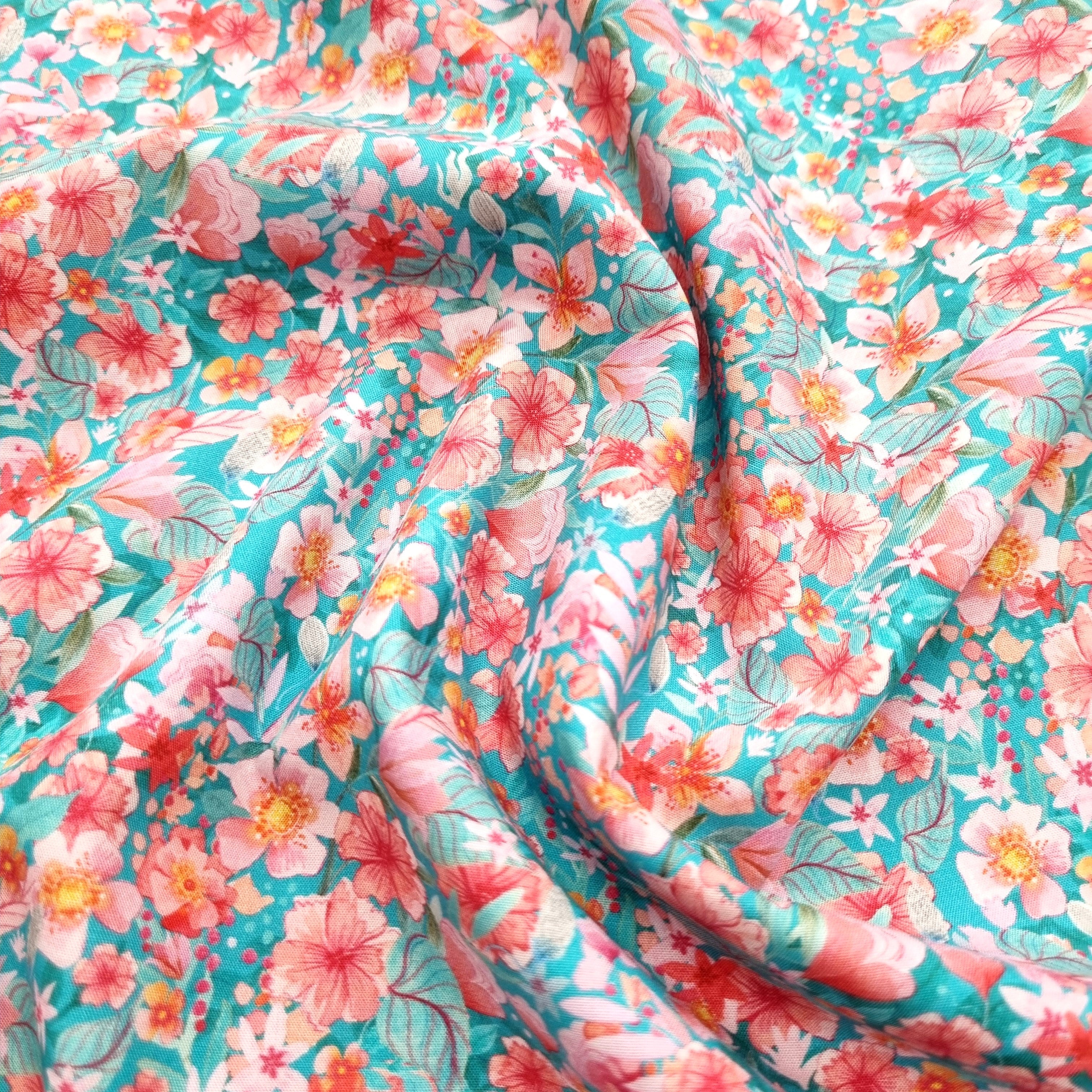 Blüten auf Baumwollpopeline Webstoff Malu Stoffhaus Malu - Stoffhaus