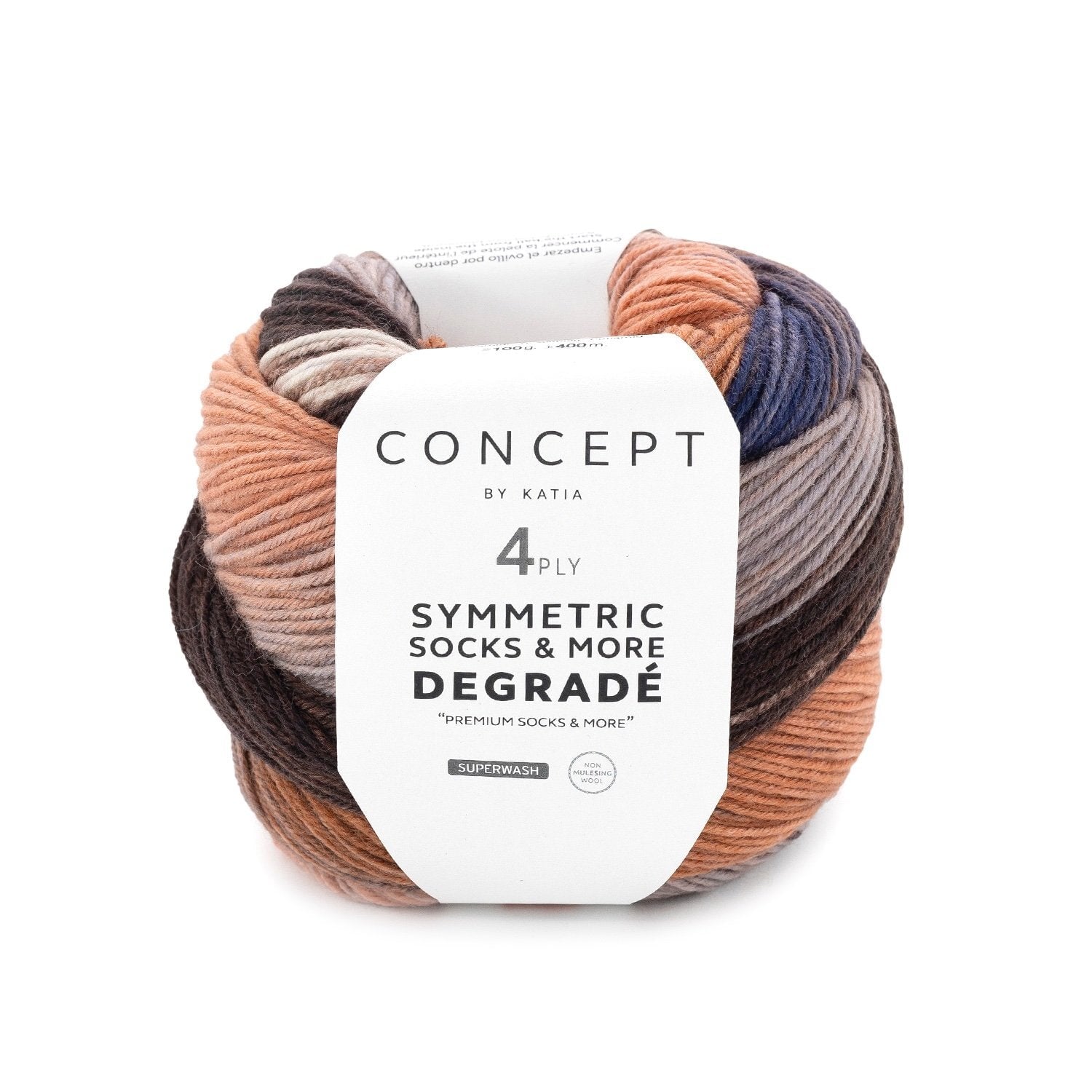 Degradé Sockenwolle Wolle Katia 84 - Braun-Orange-Blau Malu - Stoffhaus