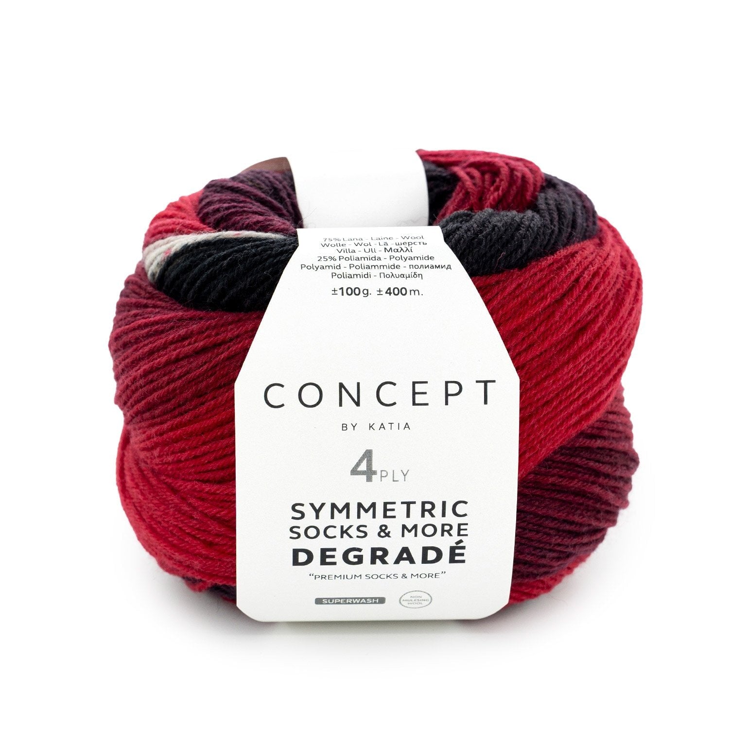 Degradé Symmetric Socks Sockenwolle Wolle Katia rot Malu - Stoffhaus