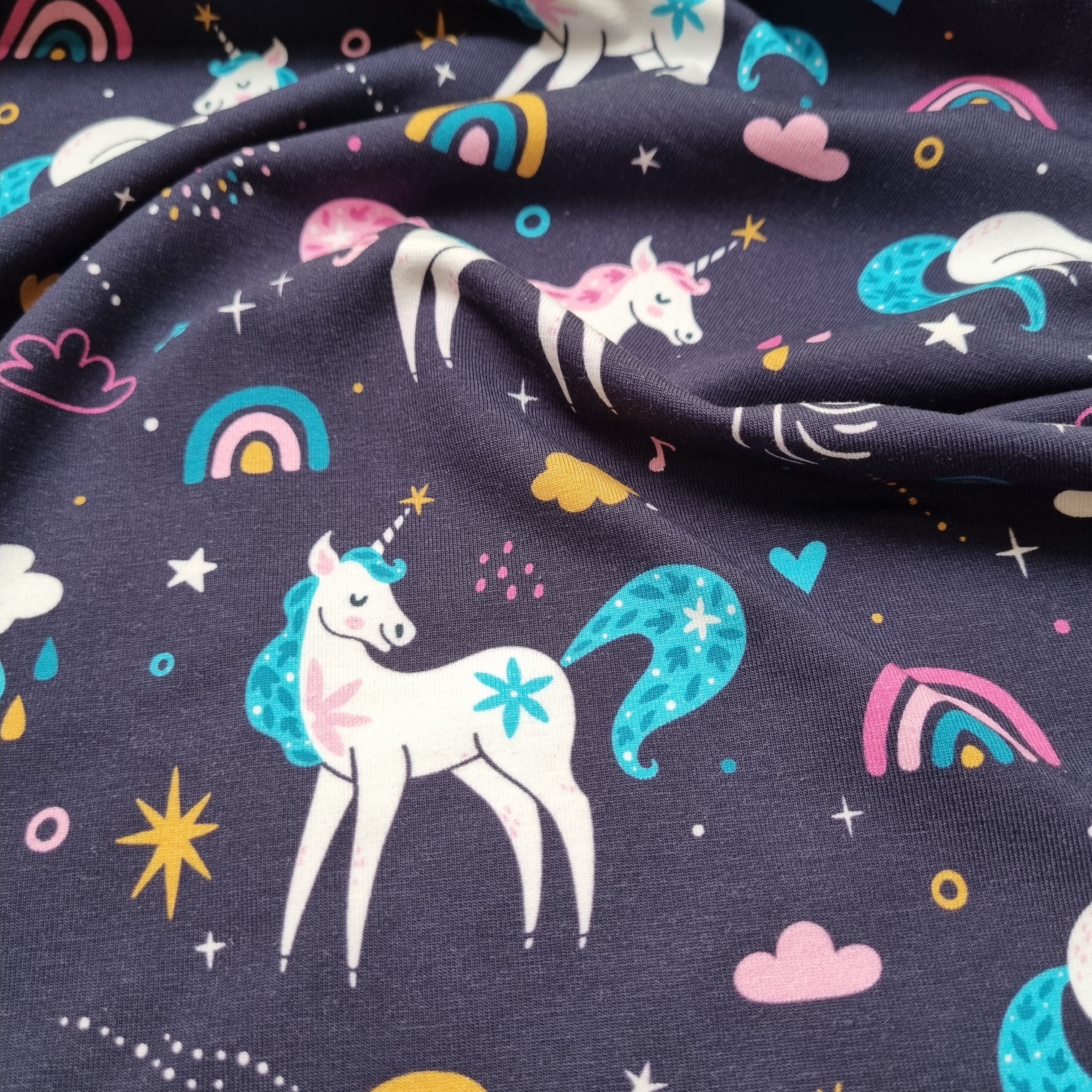 Einhorndruck auf Baumwolljersey jersey, neu Swafing Malu - Stoffhaus