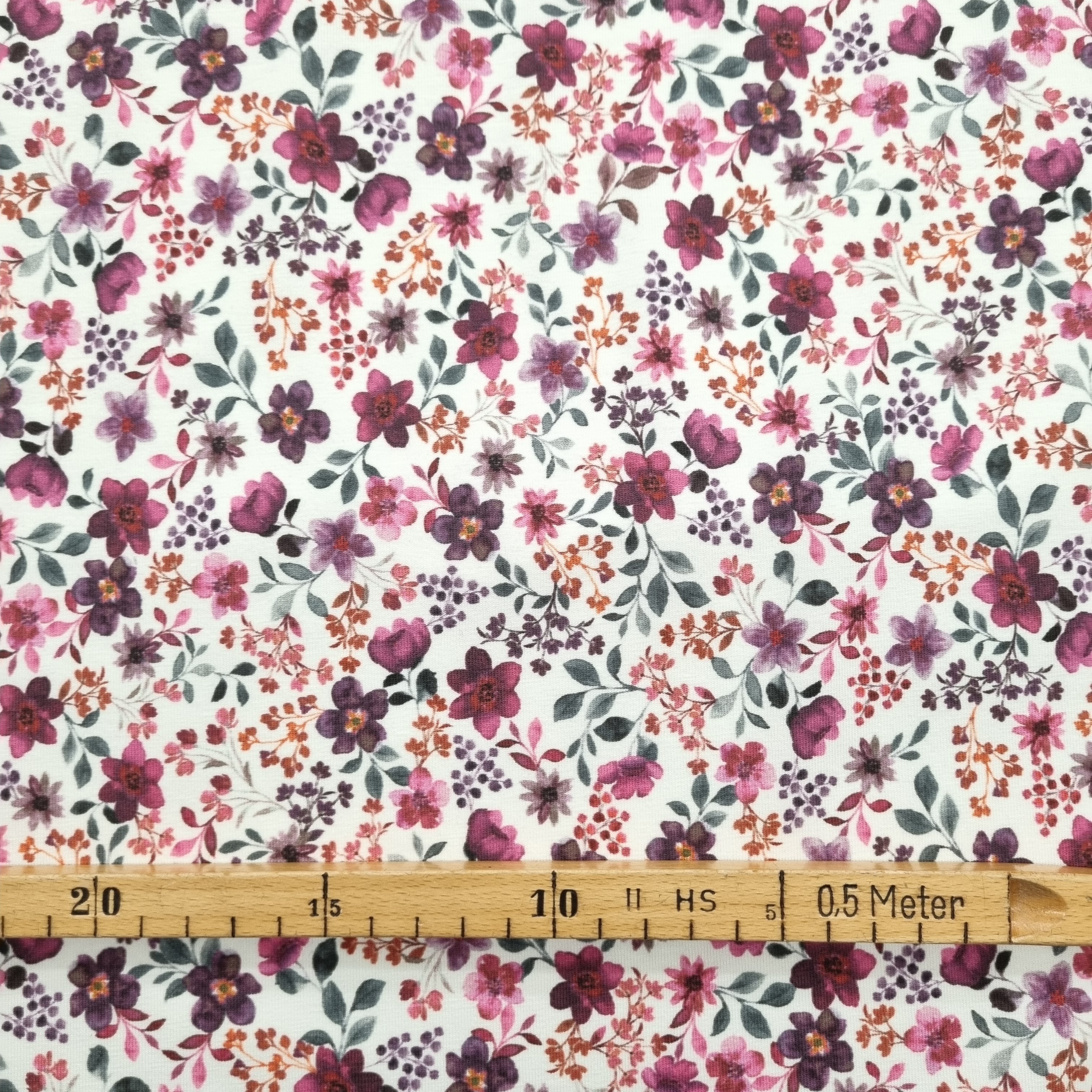 feines Blumenmuster auf Biobaumwolljersey (GOTS) jersey, neu Verhees Malu - Stoffhaus