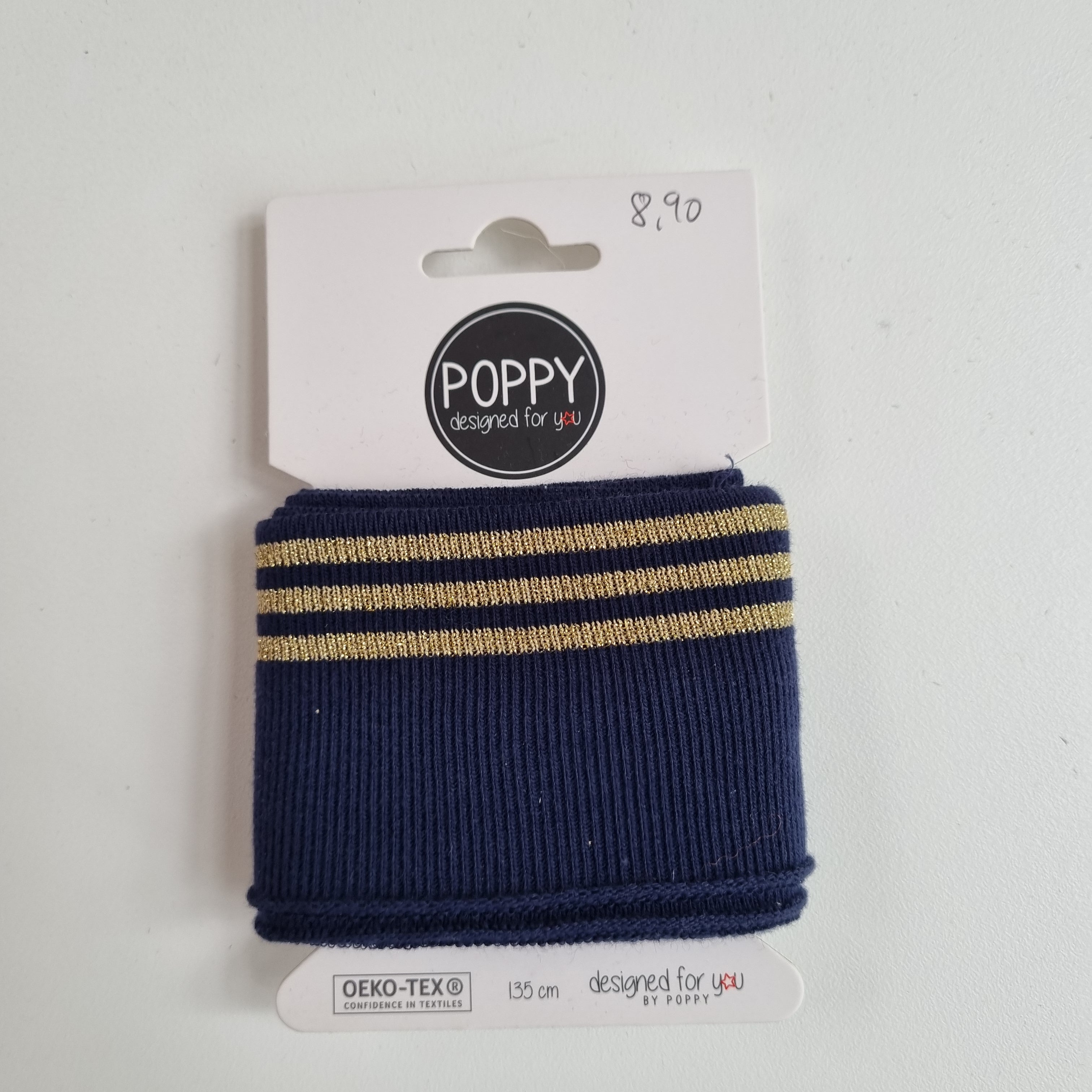 Fertigbündchen mit Lurexstreifen viele Farben Bündchen Fertigbündchen, cuffs Malu Stoffhaus navy gold Malu - Stoffhaus