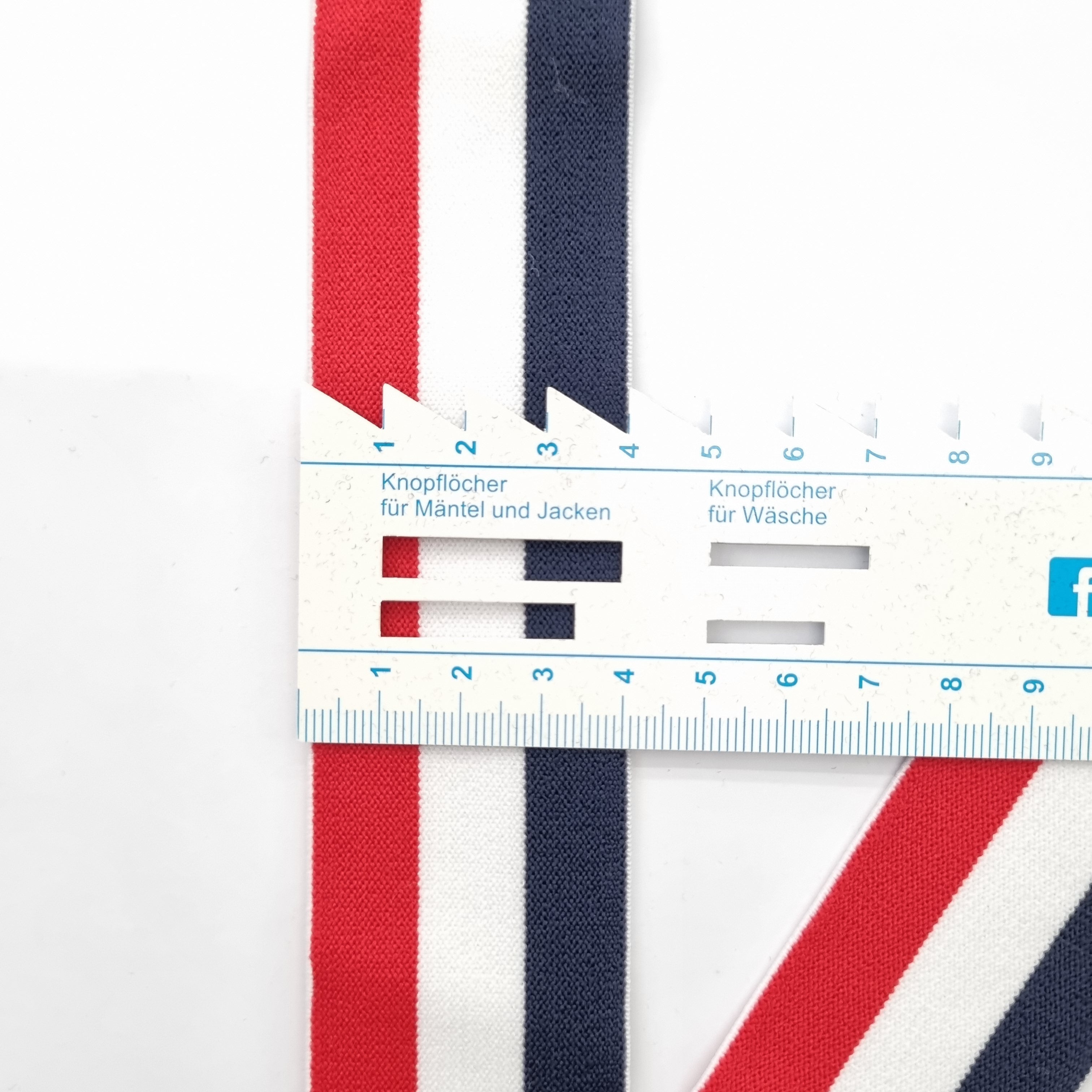 gestreiftes Gummiband blauweißrot 40mm Band elastisch Malu Stoffhaus Malu - Stoffhaus