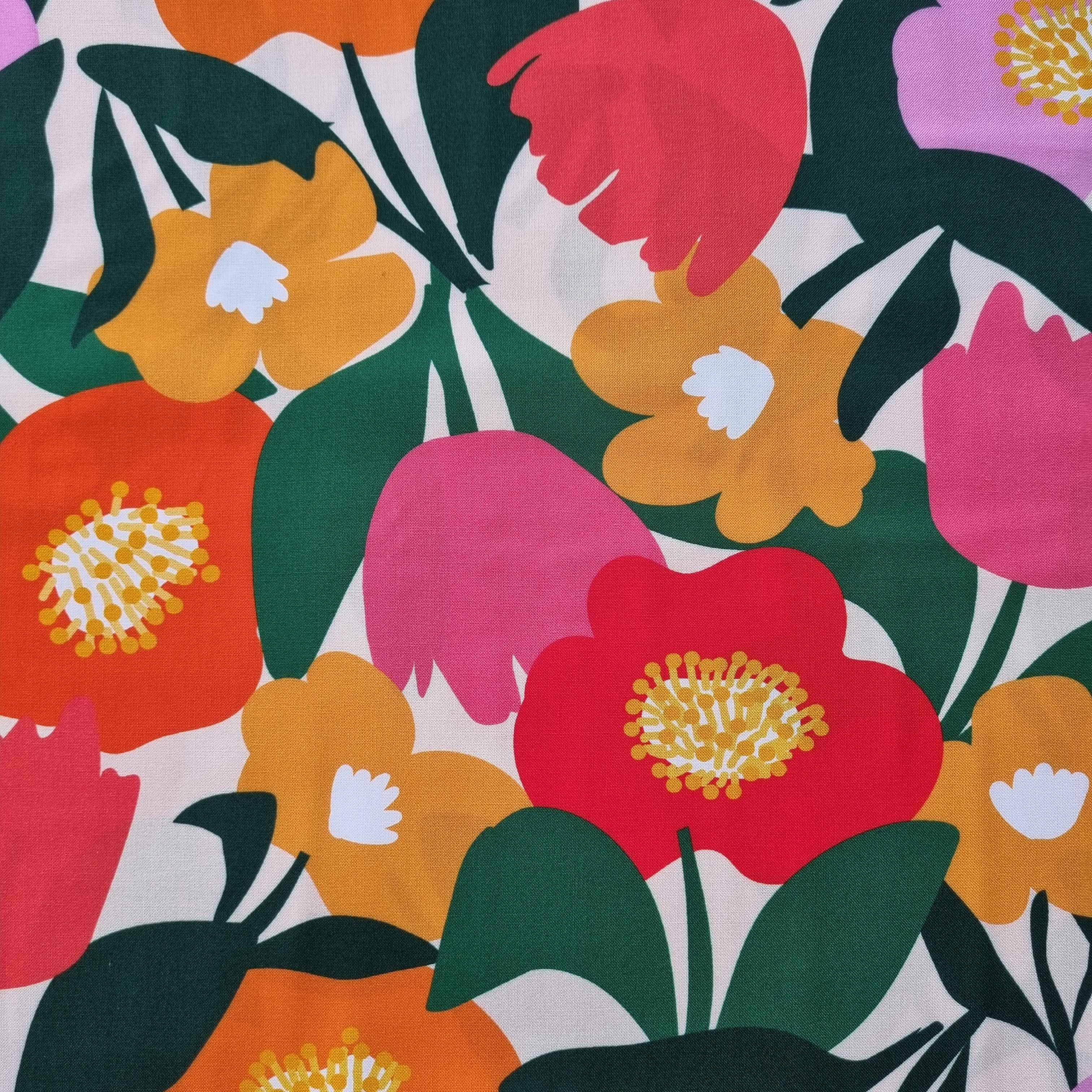 große Blumen auf Viskosewebstoff Viskosewebstoff, neu Domotex Malu - Stoffhaus