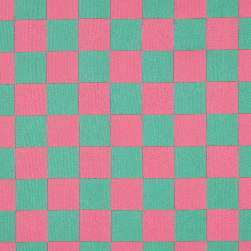 große Karos mint/rosa auf beschichteter Baumwolle beschichtet Malu Stoffhaus Malu - Stoffhaus