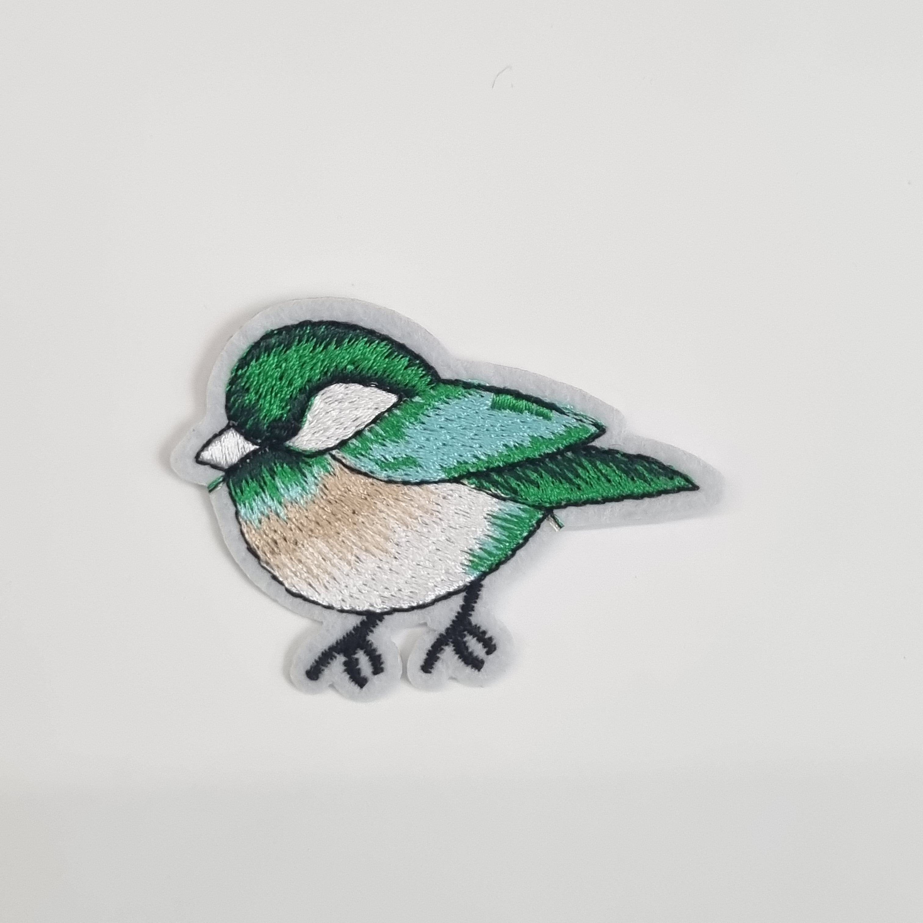 grüner Spatz Applikation Kurzware neu Malu Stoffhaus Malu - Stoffhaus