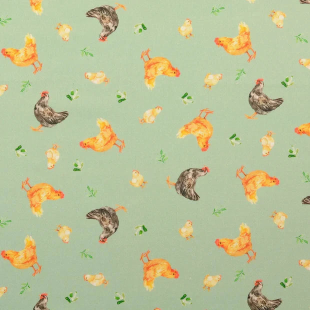 Hühner Baumwolldruck Webstoff Malu Stoffhaus Malu - Stoffhaus