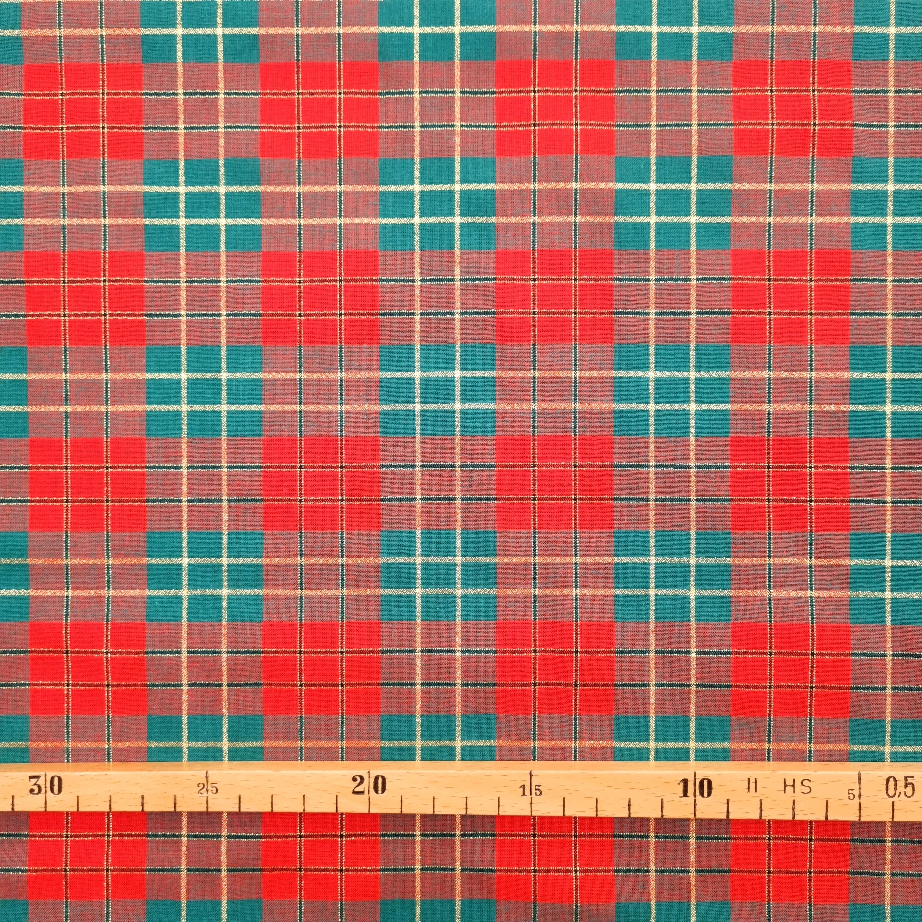 Karo groß rotgrüngold Webstoff Hemmers Itex Malu - Stoffhaus