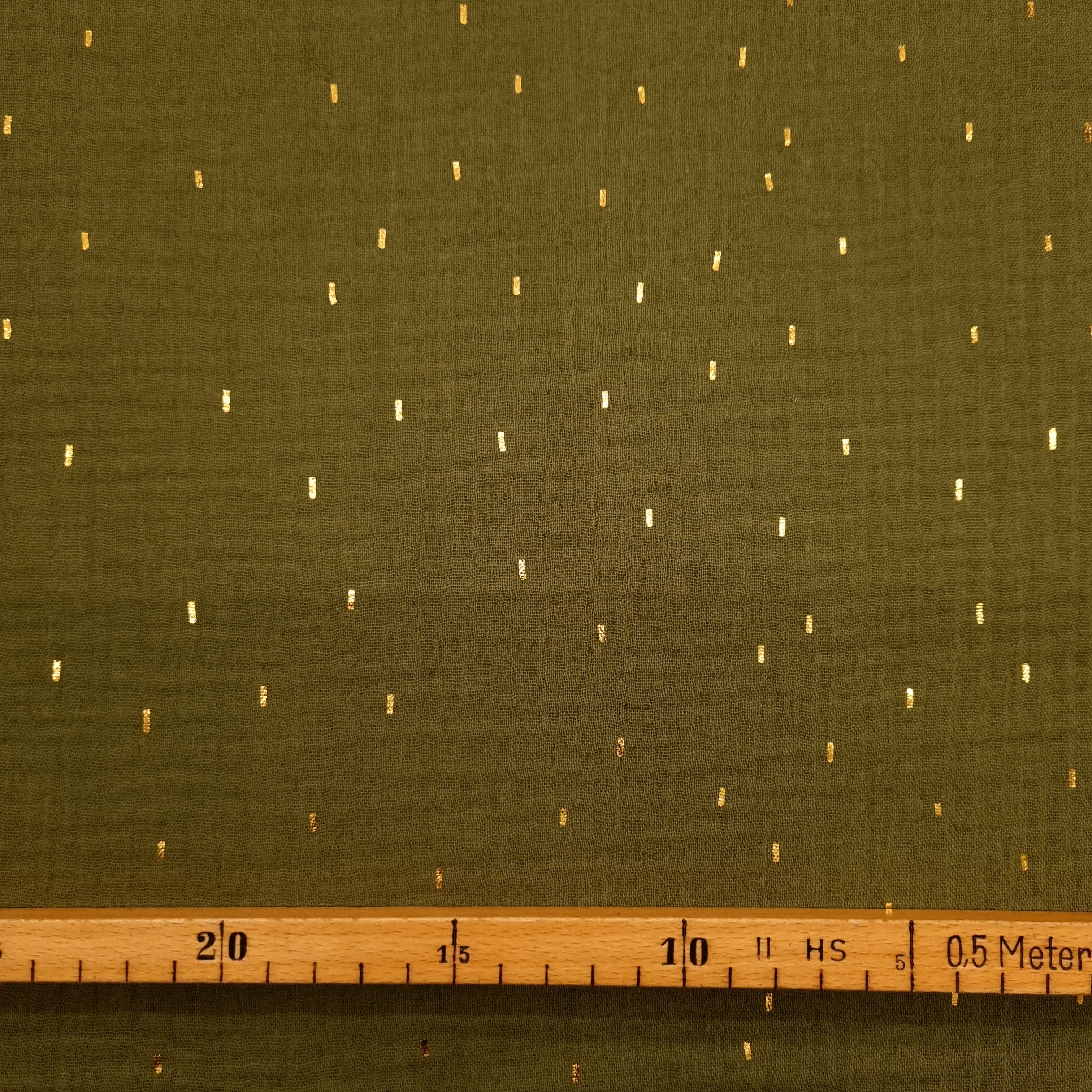 kiwi Musselin mit Goldstreifen Musselin, neu Verhees Malu - Stoffhaus