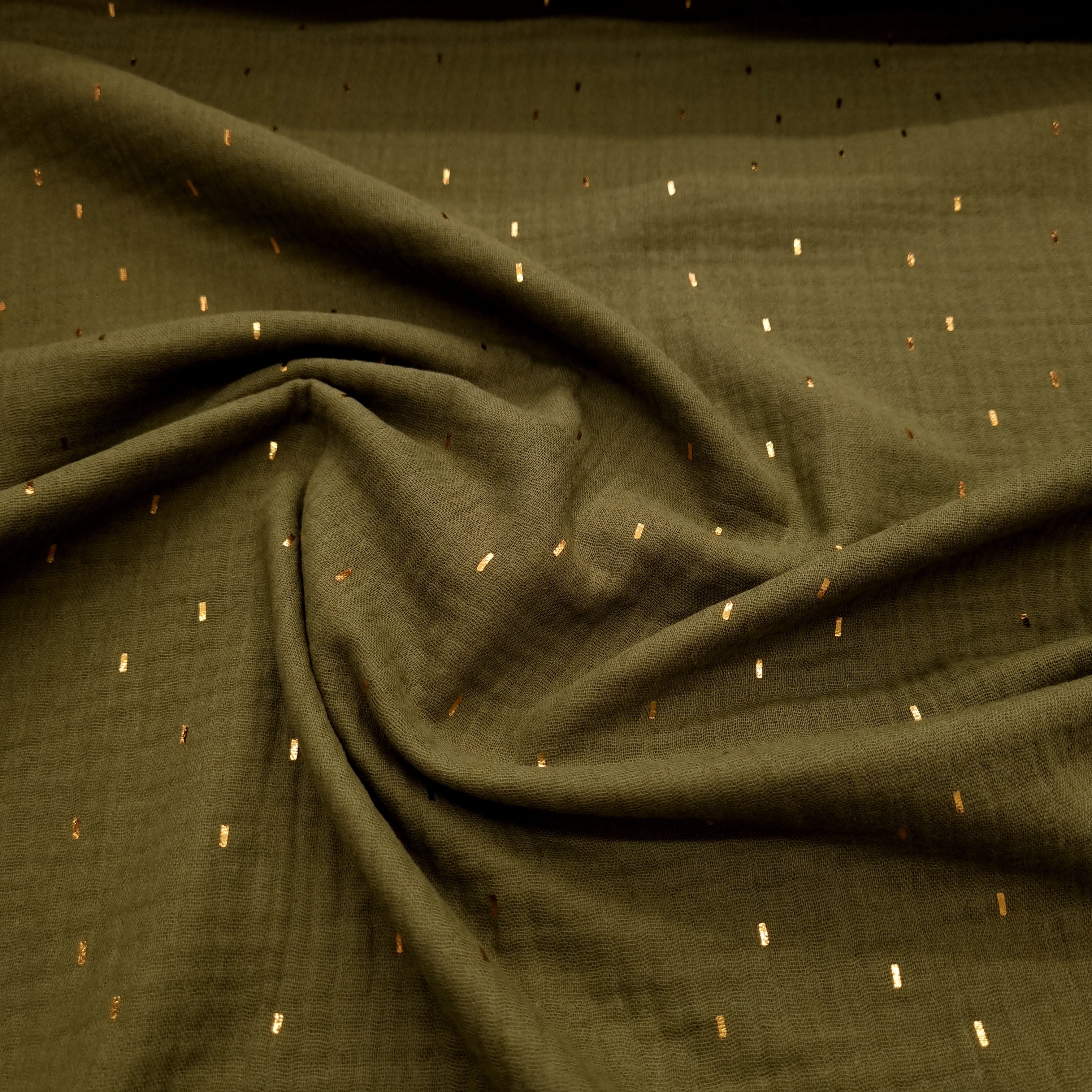 kiwi Musselin mit Goldstreifen Musselin, neu Verhees Malu - Stoffhaus