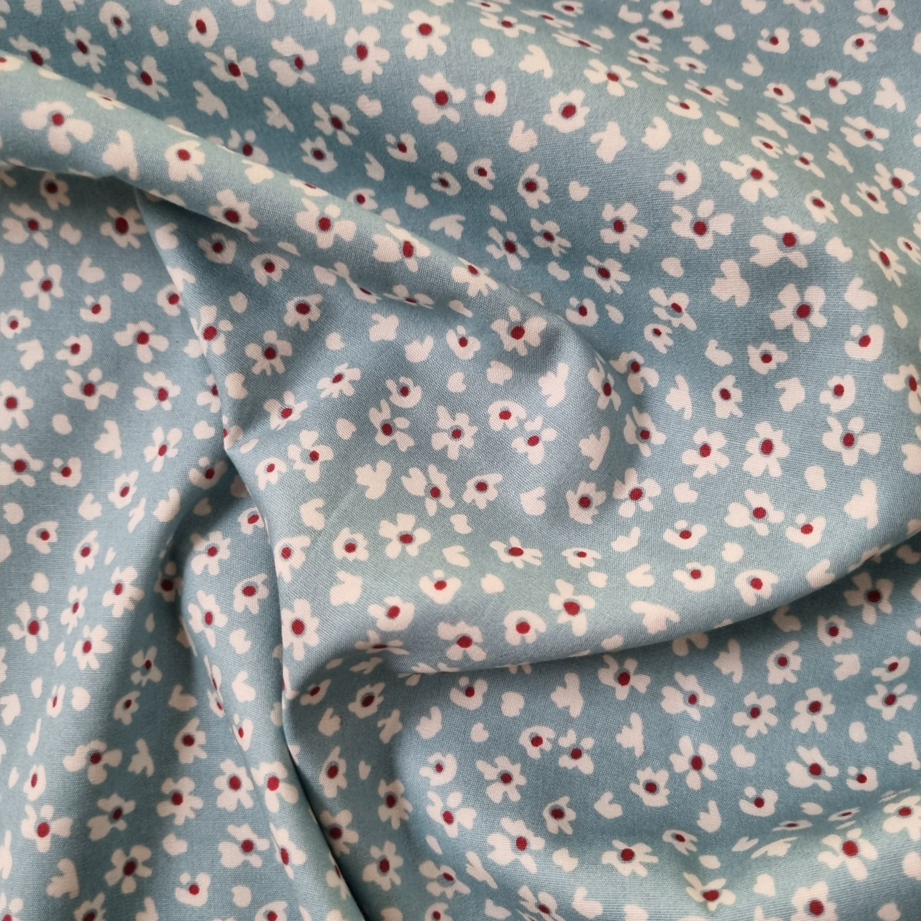 kleine Blüten auf hellblau Webstoff Malu Stoffhaus Malu - Stoffhaus