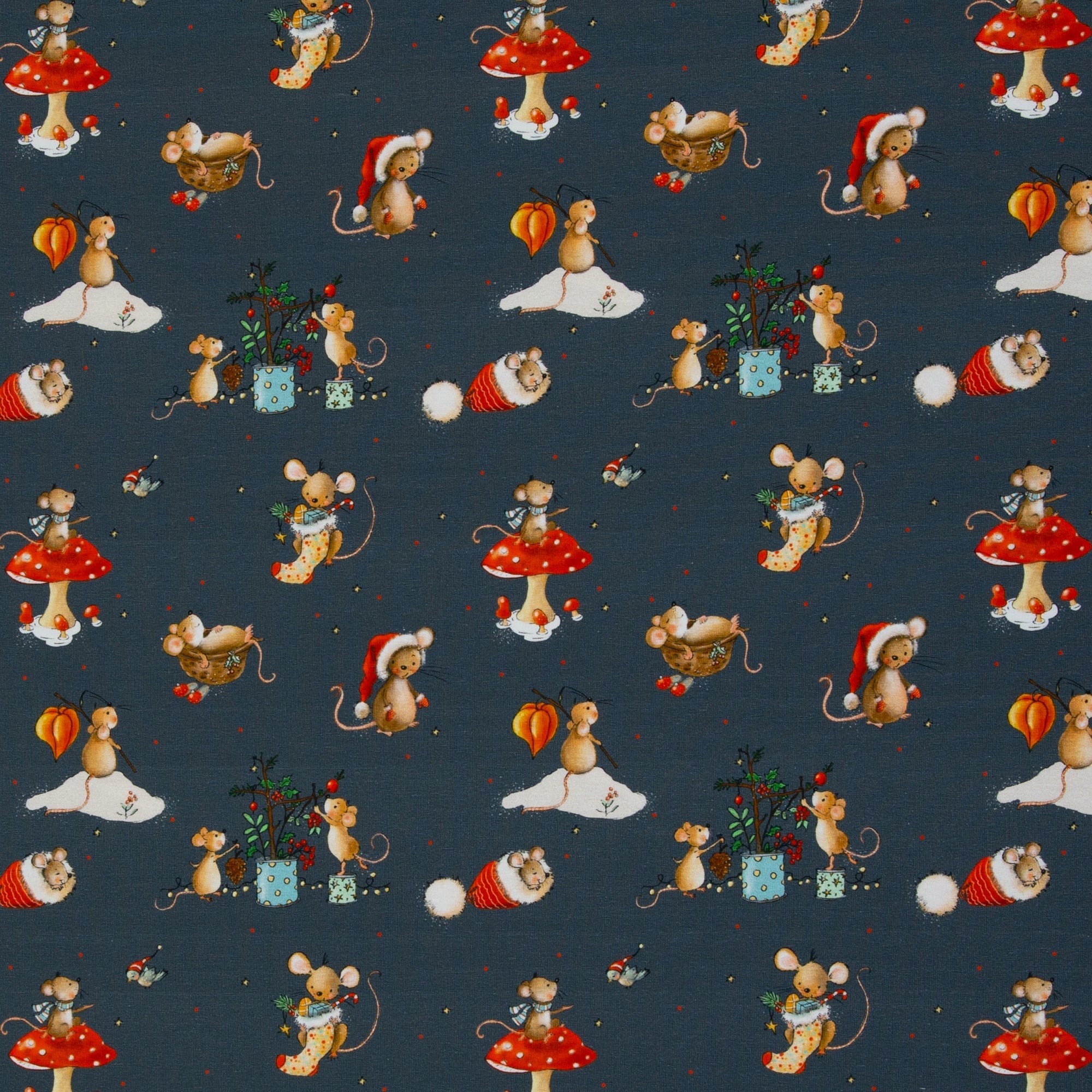 kleine Mäuse und Pilze auf Baumwolljersey jersey, neu Swafing Malu - Stoffhaus