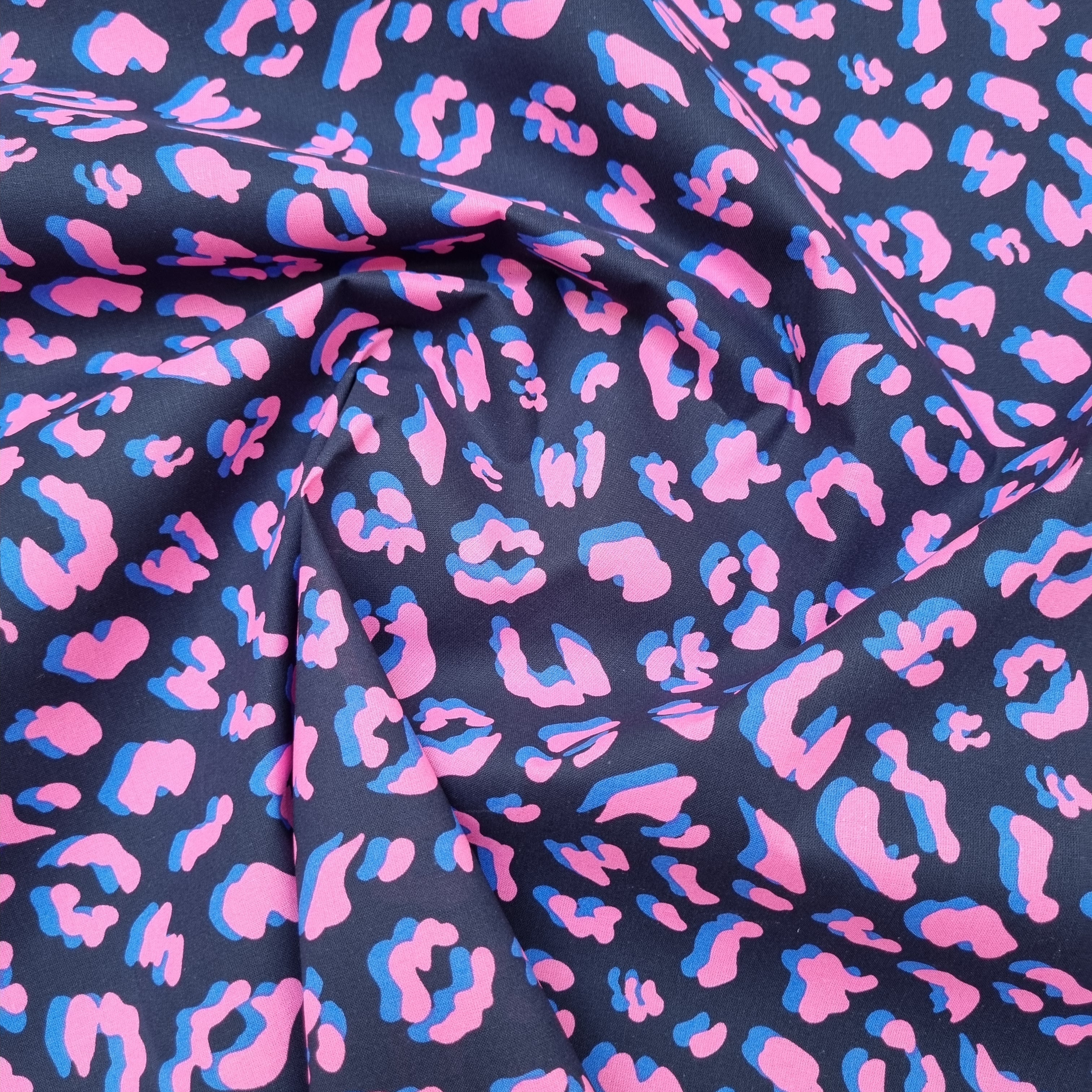 Leomuster navy/pink auf beschichteter Baumwolle beschichtet Malu Stoffhaus Malu - Stoffhaus