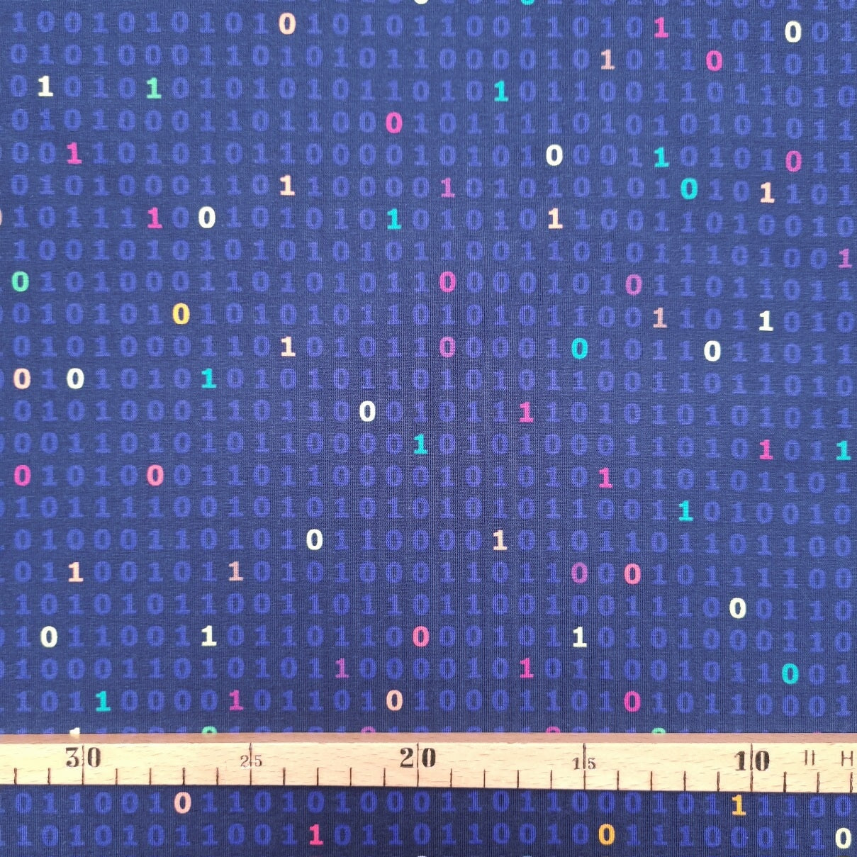 Matrix auf blauem Baumwolljersey jersey, neu Burtex Malu - Stoffhaus