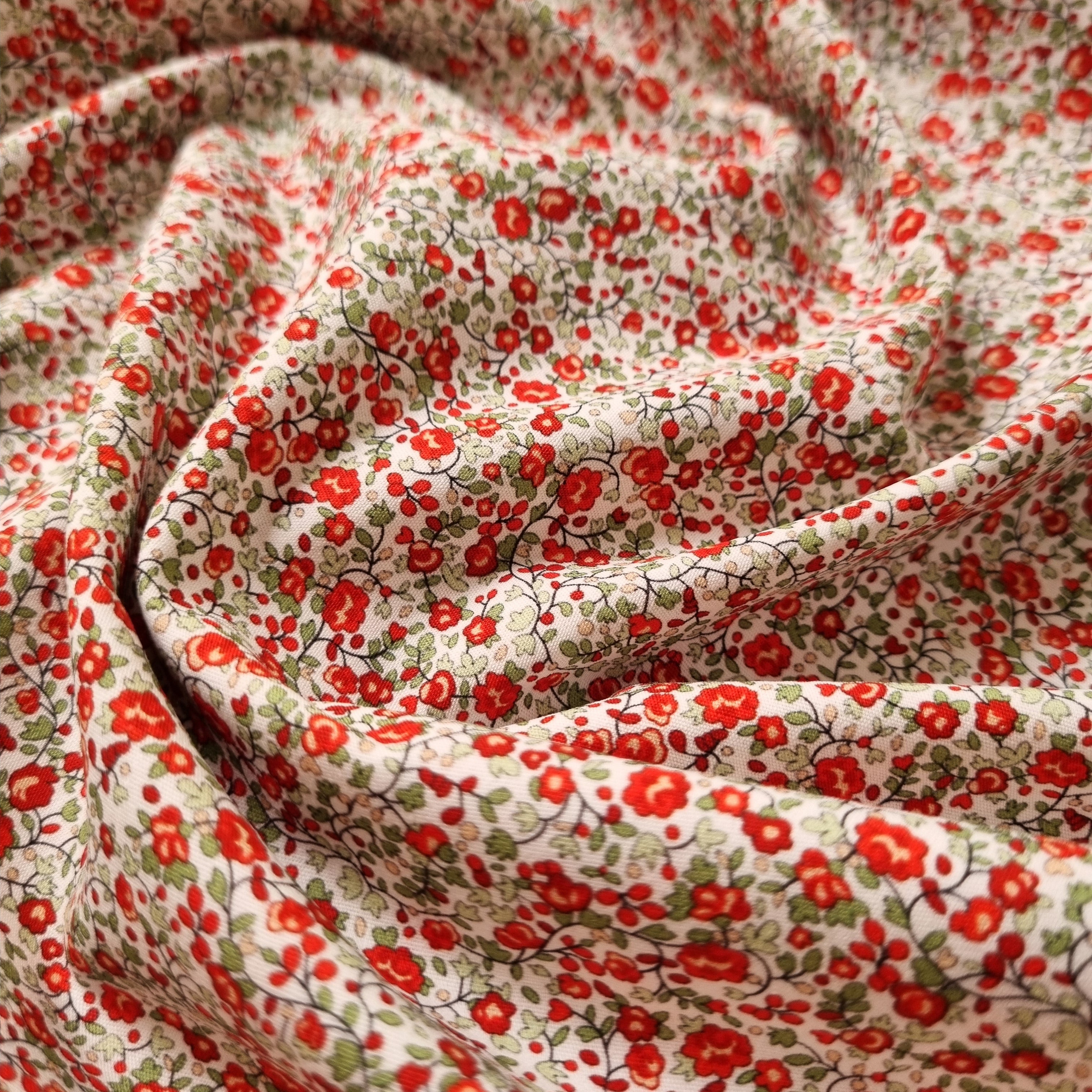 Mille Fleur rot/weiß Webstoff Marin & Carbonell Malu - Stoffhaus