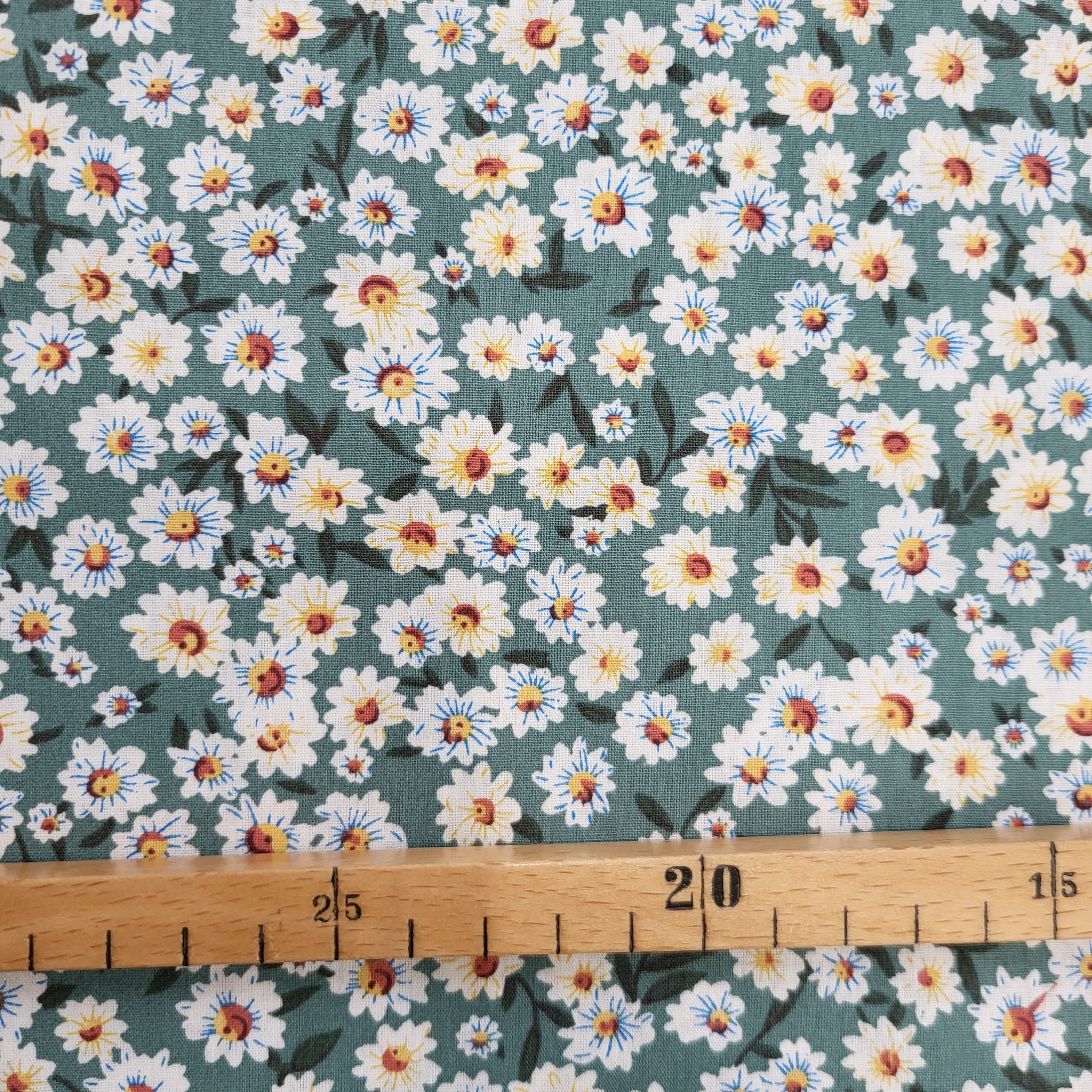 Popeline Blümchen petrol Webstoff Hemmers Itex Malu - Stoffhaus