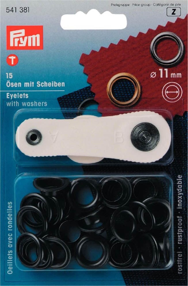 Prym Ösen 11 mm altmessing/silber zum Einschlagen Kurzware neu Prym schwarz Malu - Stoffhaus
