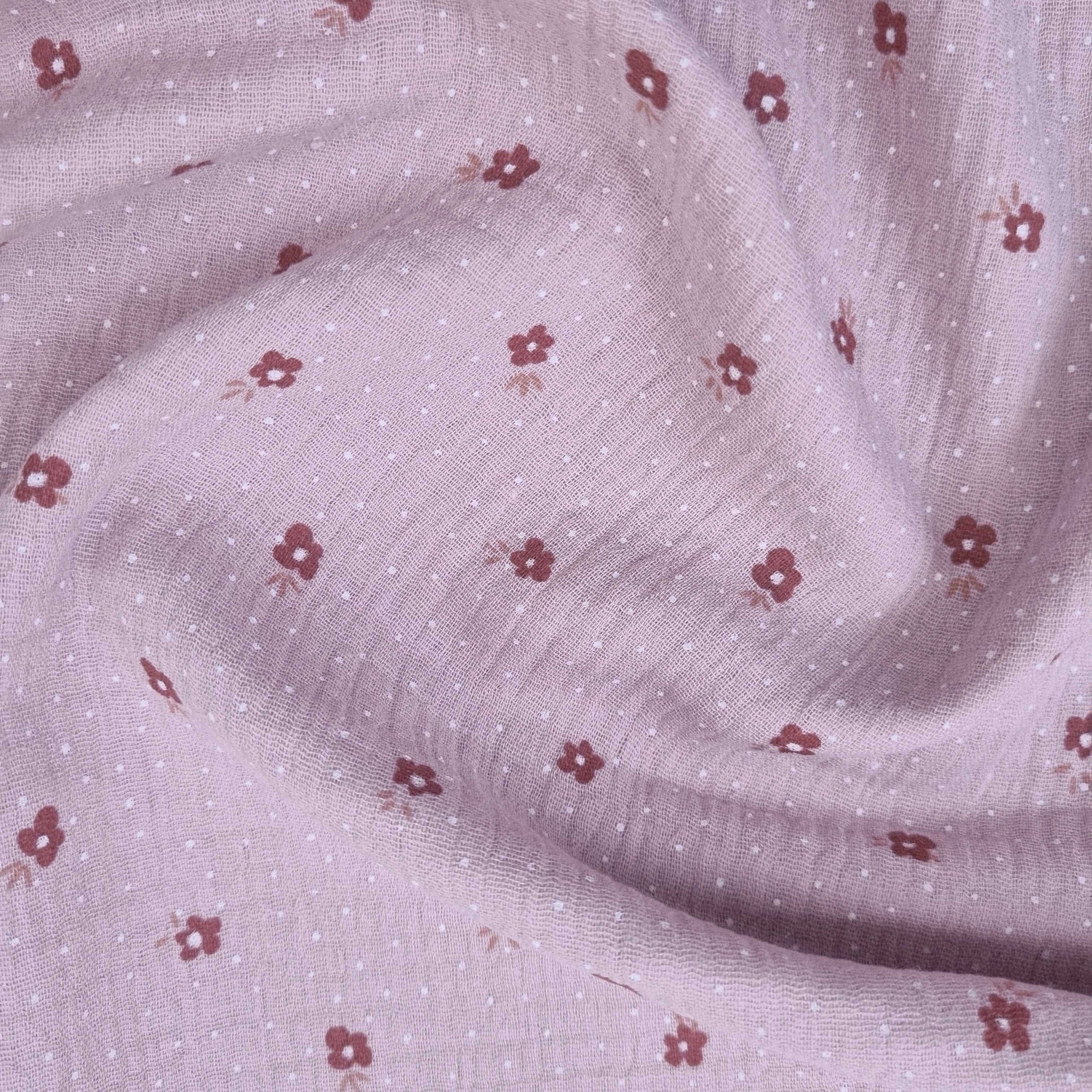 rosa Musselin mit kleinen Blüten Musselin, neu Katia Malu - Stoffhaus