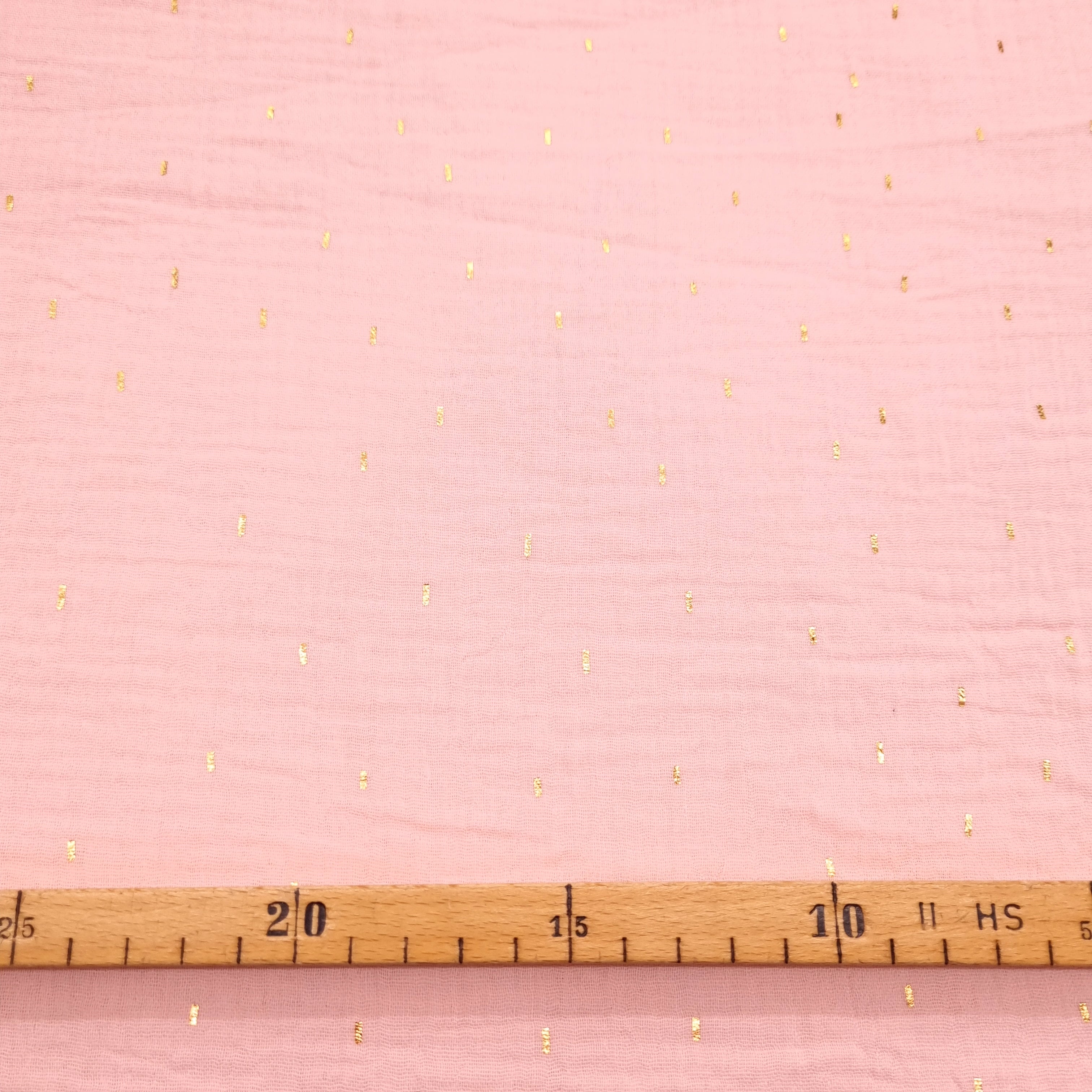 rosé Musselin mit Goldstreifen Musselin, neu Verhees Malu - Stoffhaus