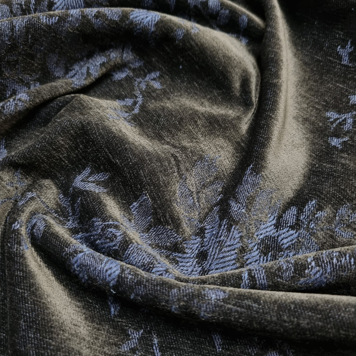 Samt und Jeansjaquard mit Blumen Jeans, neu Verhees Malu - Stoffhaus