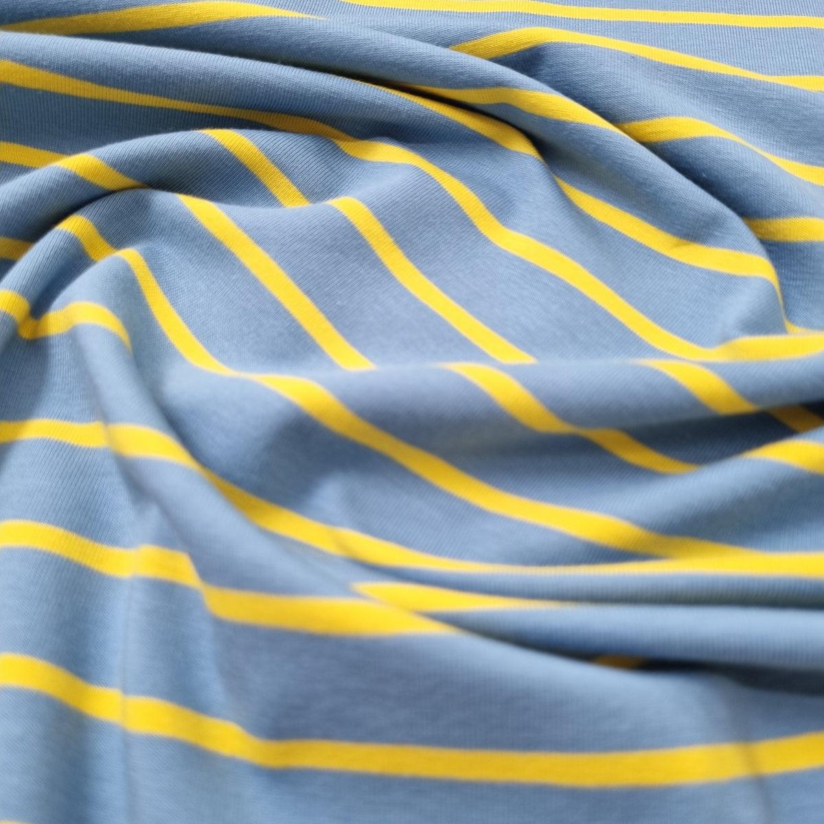 Streifenjersey hellblau/gelb jersey, neu Swafing Malu - Stoffhaus