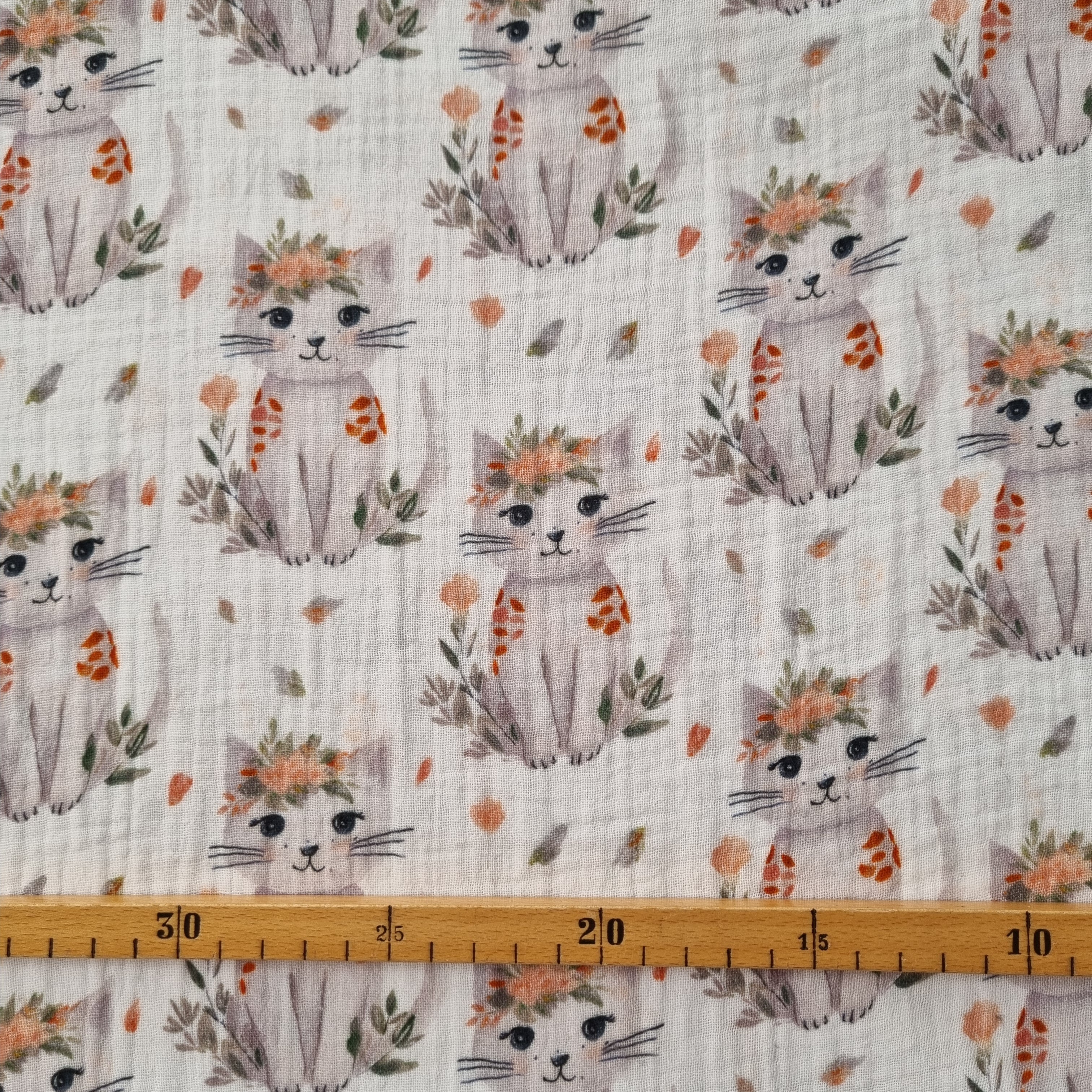 süße Katzen auf Musselin Musselin, neu Domotex Malu - Stoffhaus